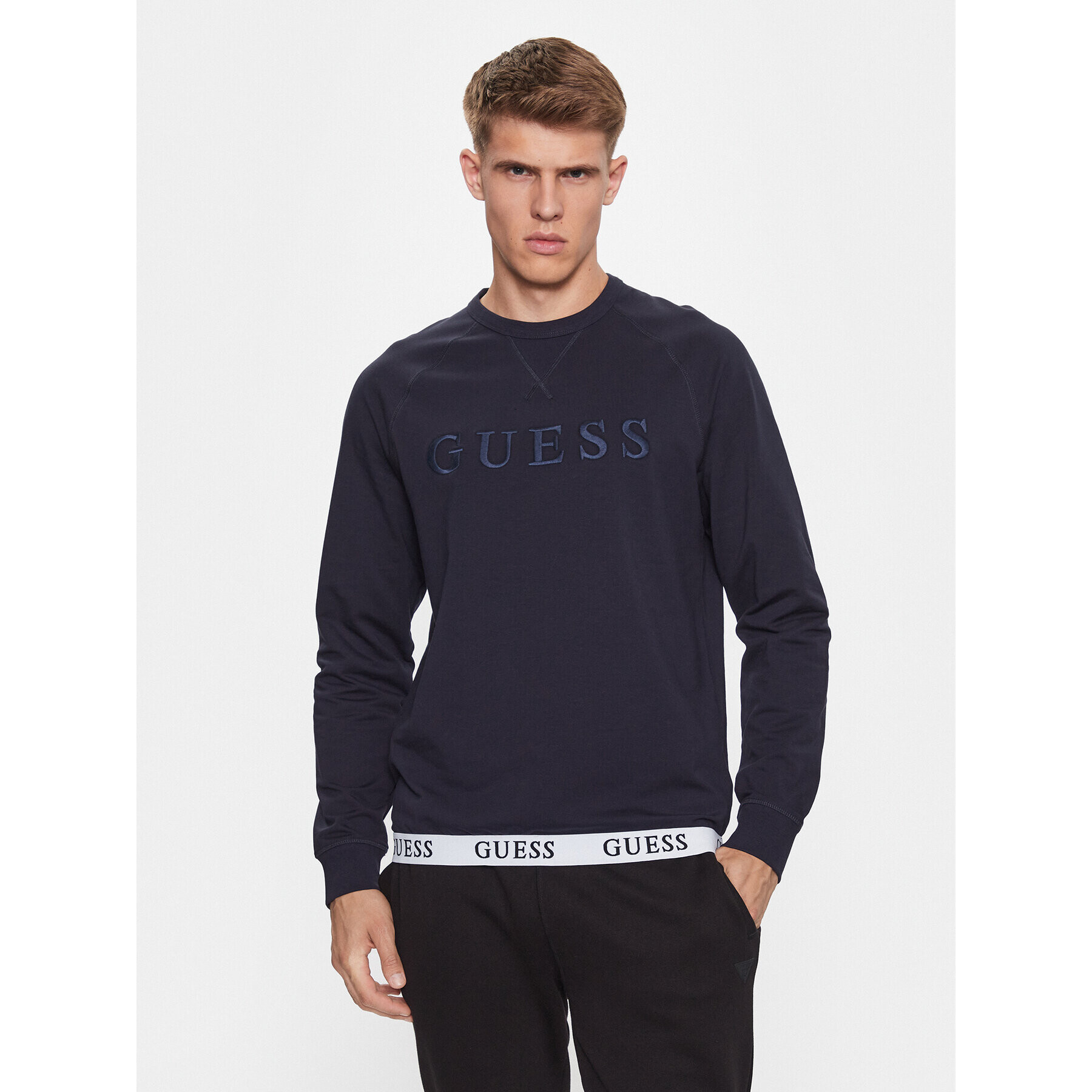 Guess Pulóver U3YQ01 KBS91 Sötétkék Regular Fit - Pepit.hu