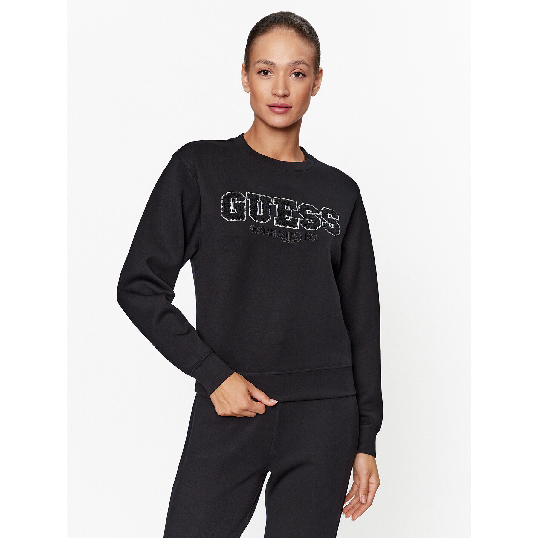 Guess Pulóver W3BQ17 KBYE2 Fekete Regular Fit - Pepit.hu