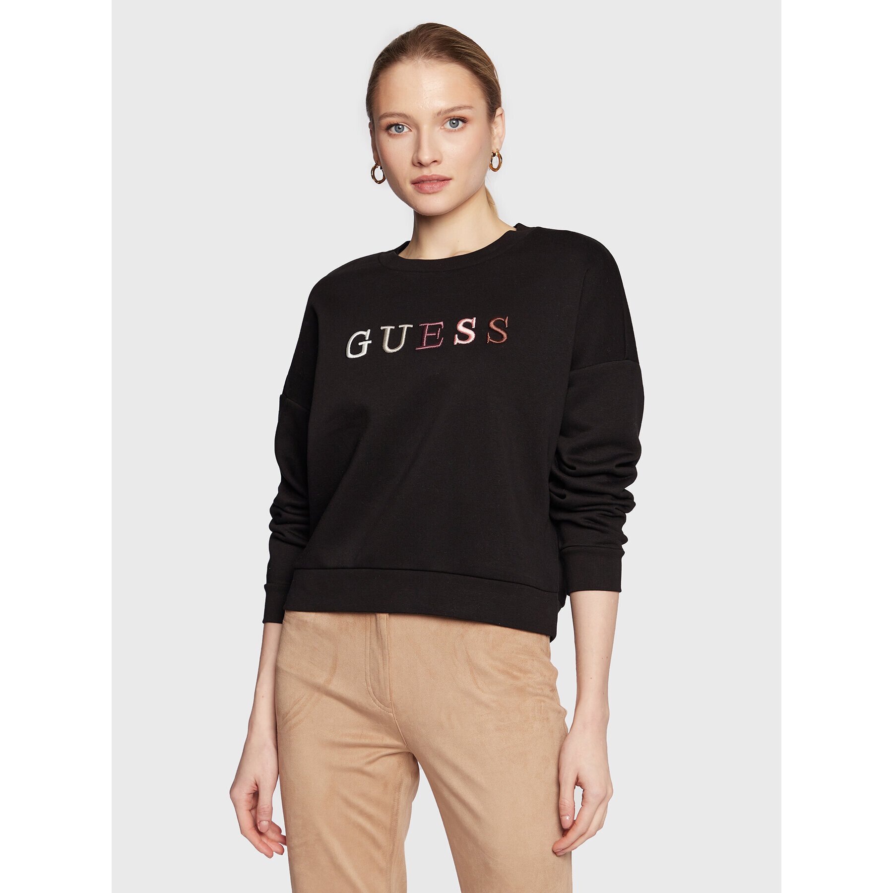 Guess Pulóver W3RQ05 K9Z22 Fekete Regular Fit - Pepit.hu