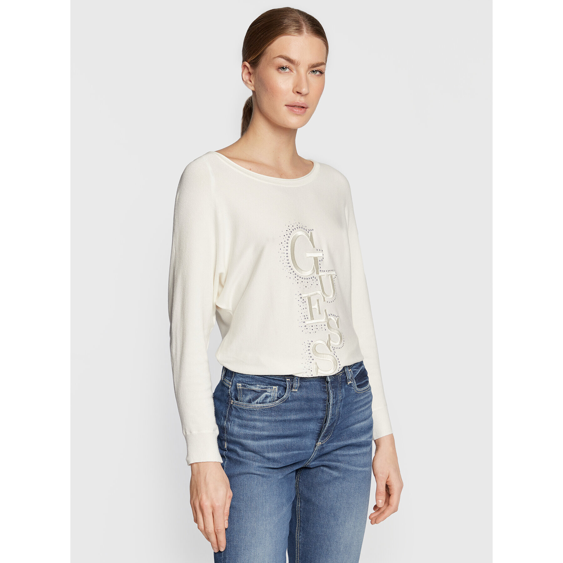 Guess Sweater Amelie W2BR49 Z2NQ2 Bézs Relaxed Fit - Pepit.hu