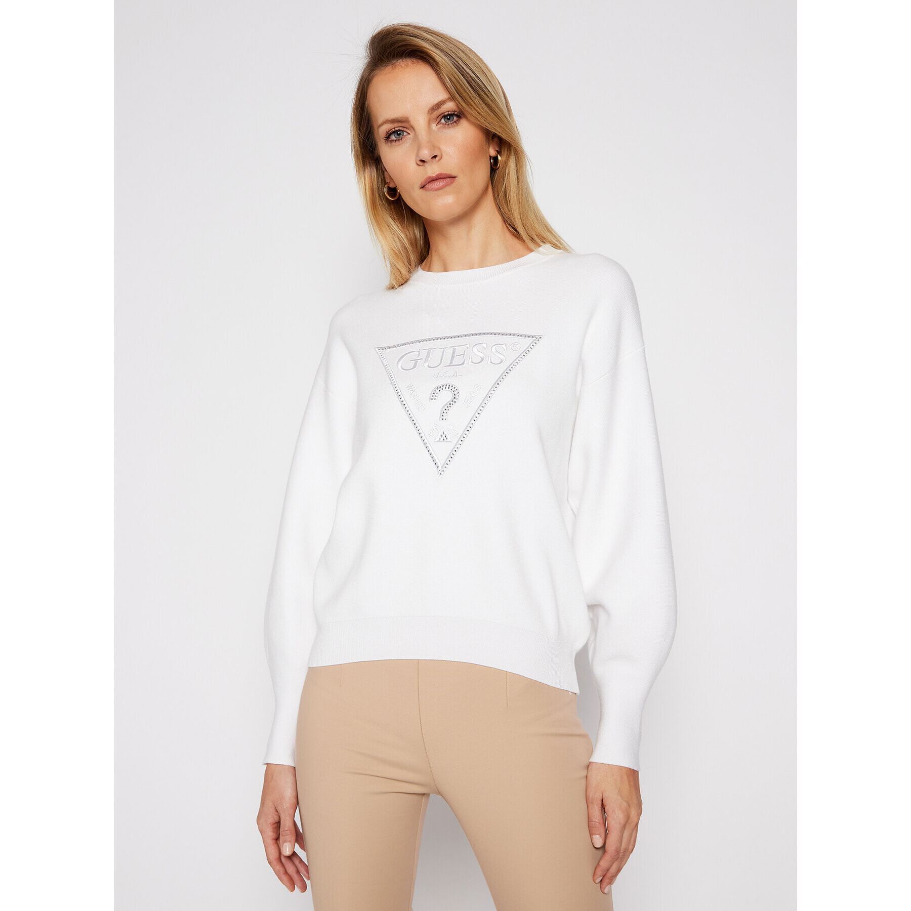 Guess Sweater Lily W1RR0H Z26I0 Fehér Relaxed Fit - Pepit.hu