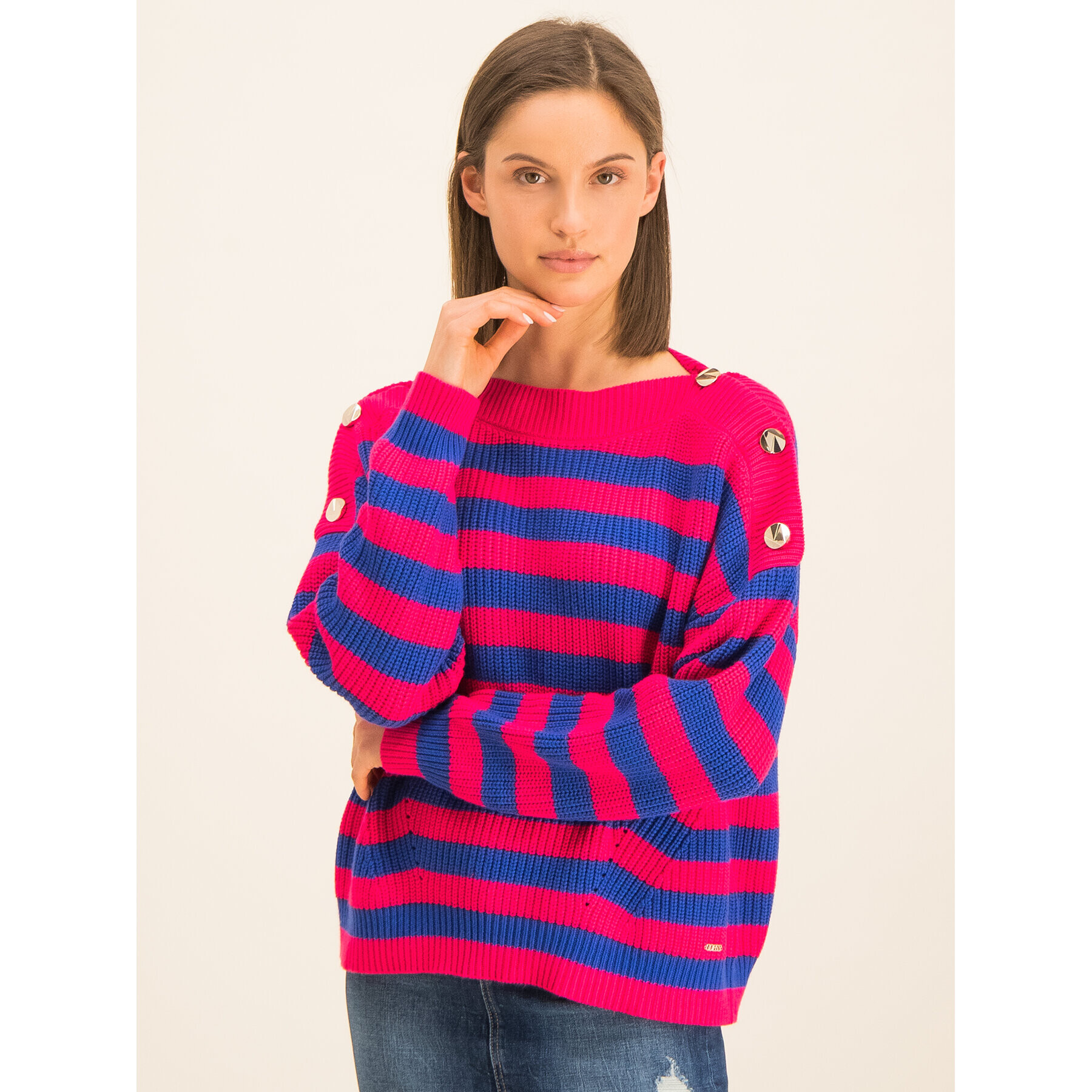 Guess Sweater Suzanne W01R85 Z2BB0 Rózsaszín Oversize - Pepit.hu