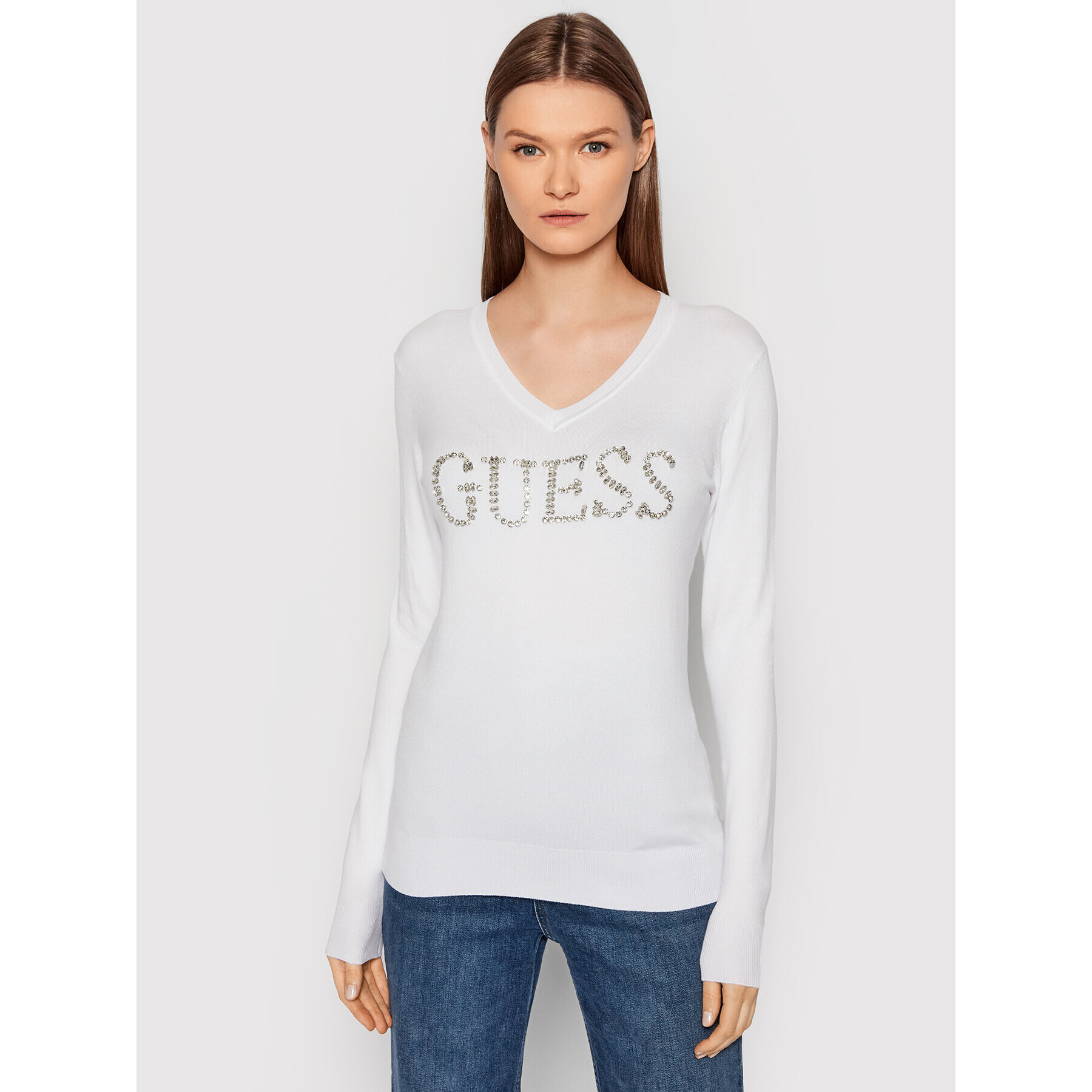 Guess Sweater W2RR21 Z2NQ0 Fehér Slim Fit - Pepit.hu