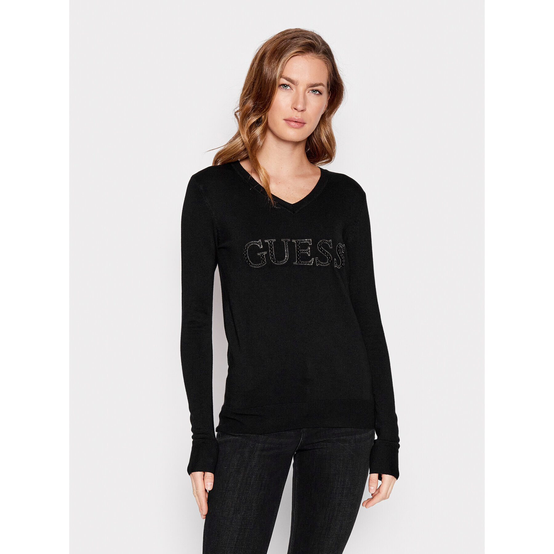 Guess Sweater W2YR26 Z2NQ0 Fekete Regular Fit - Pepit.hu