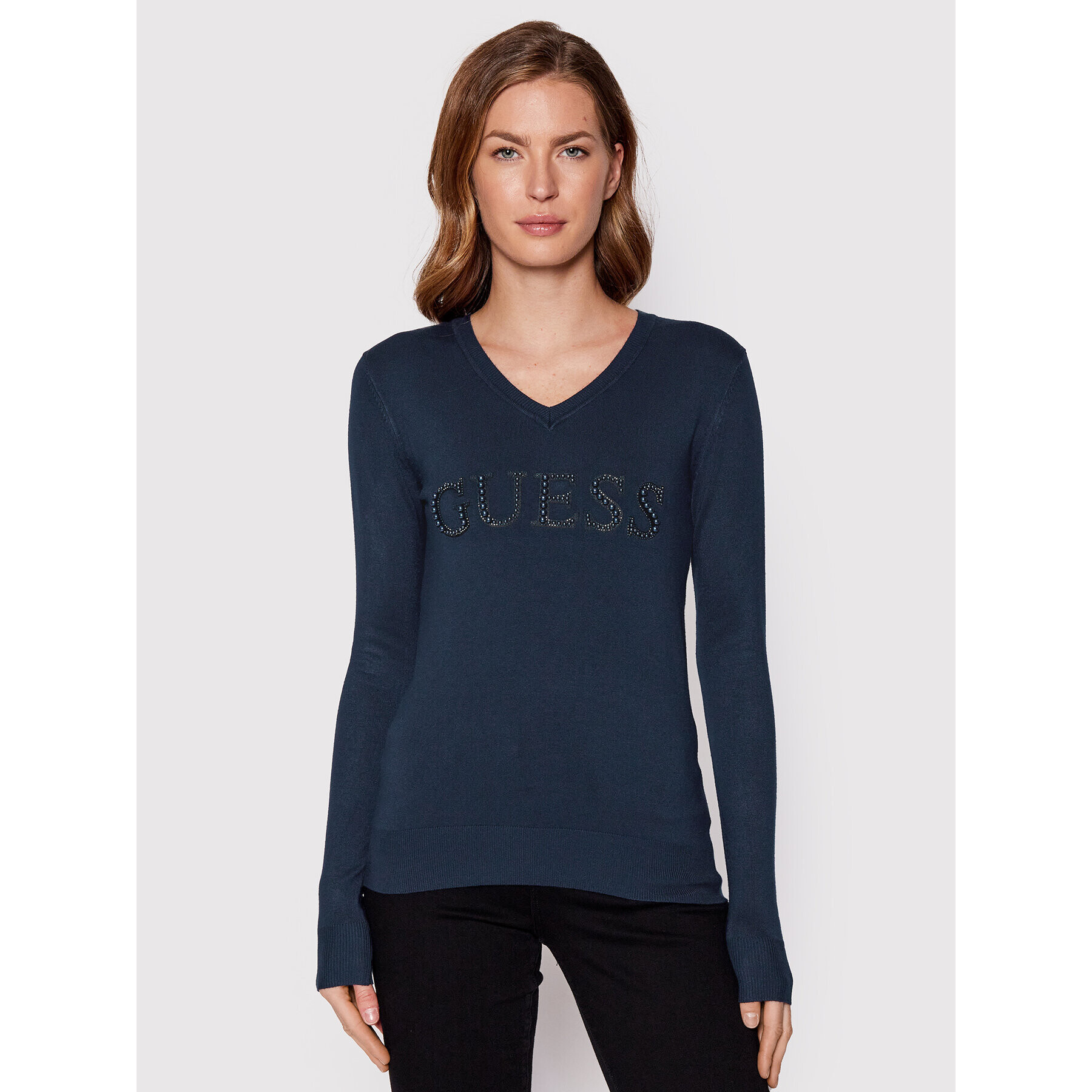 Guess Sweater W2YR26 Z2NQ0 Sötétkék Regular Fit - Pepit.hu