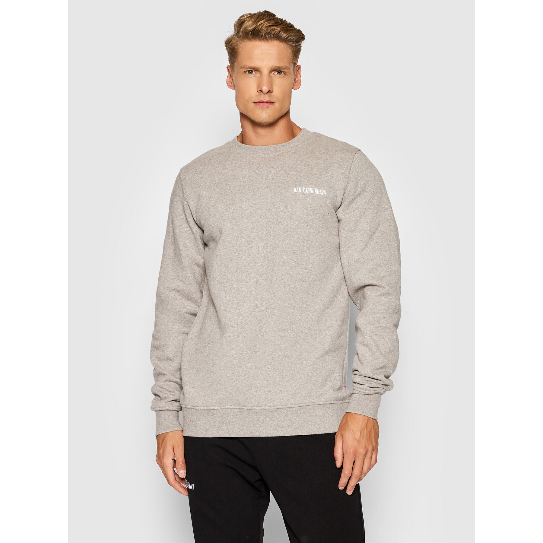 Han Kjøbenhavn Pulóver Casual Crew M-40001 Szürke Regular Fit - Pepit.hu