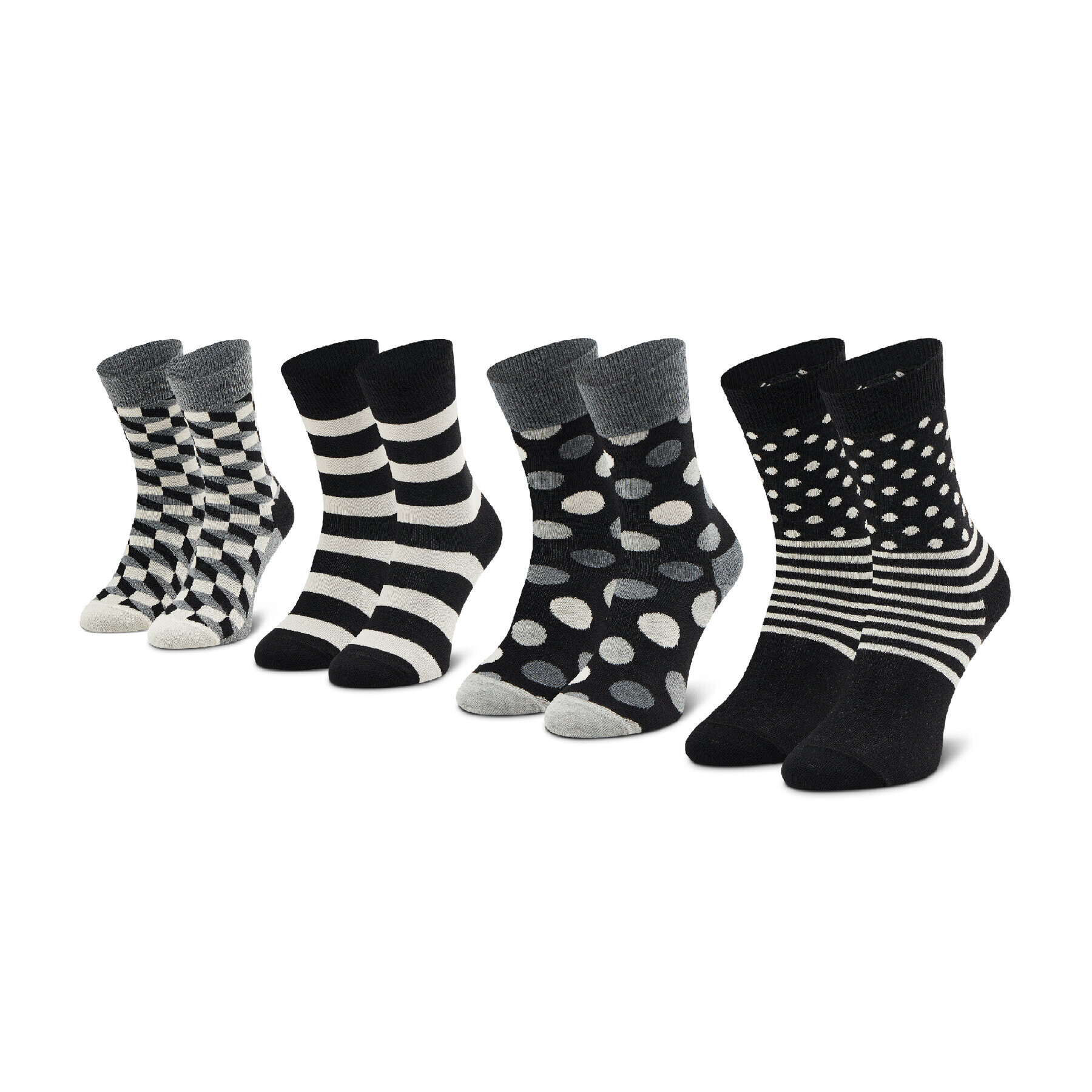 Happy Socks 4 pár hosszú szárú unisex zokni XCBW09-9100 Fekete - Pepit.hu