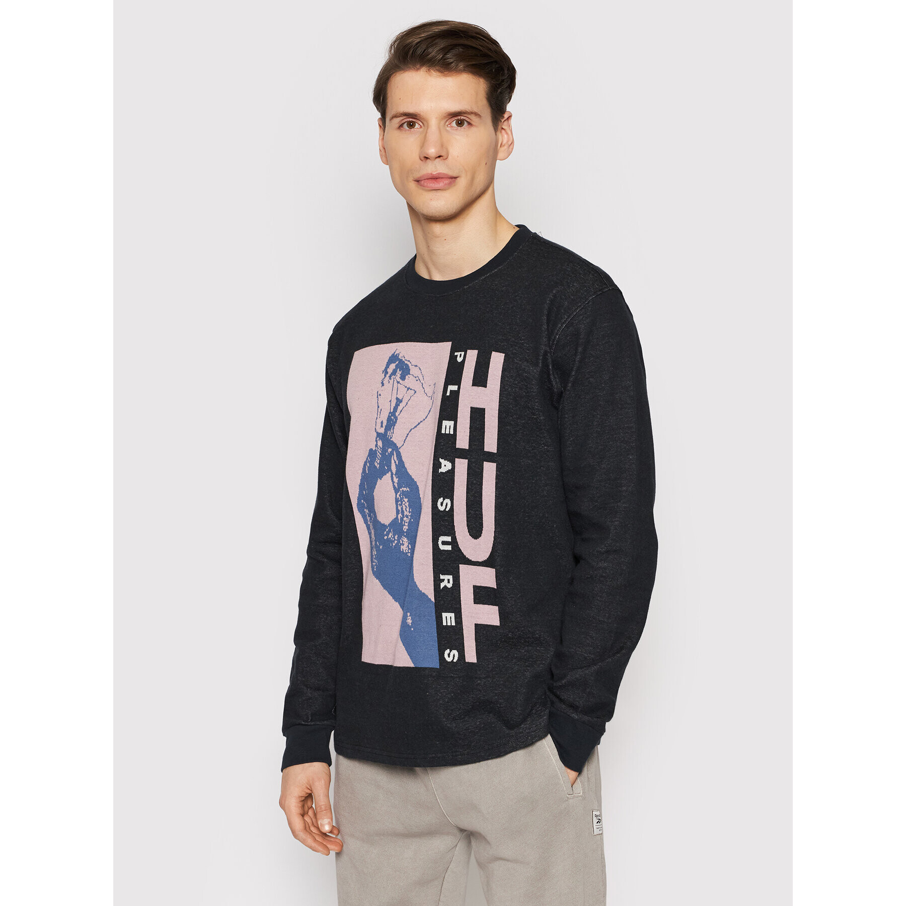 HUF Hosszú ujjú PLEASURES Light Up Jacquard KN00381 Fekete Regular Fit - Pepit.hu