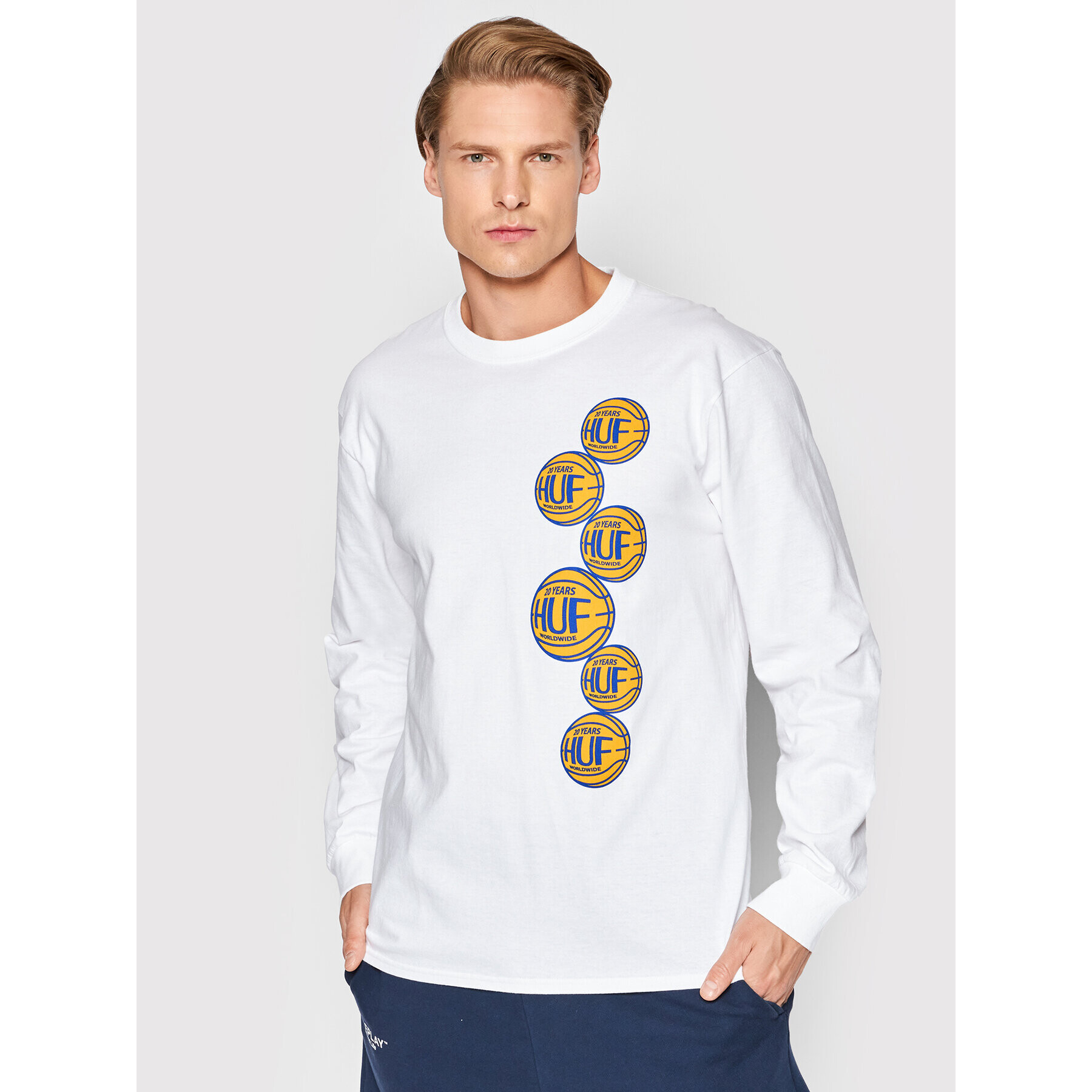 HUF Hosszú ujjú Real Baller TS01644 Fehér Regular Fit - Pepit.hu