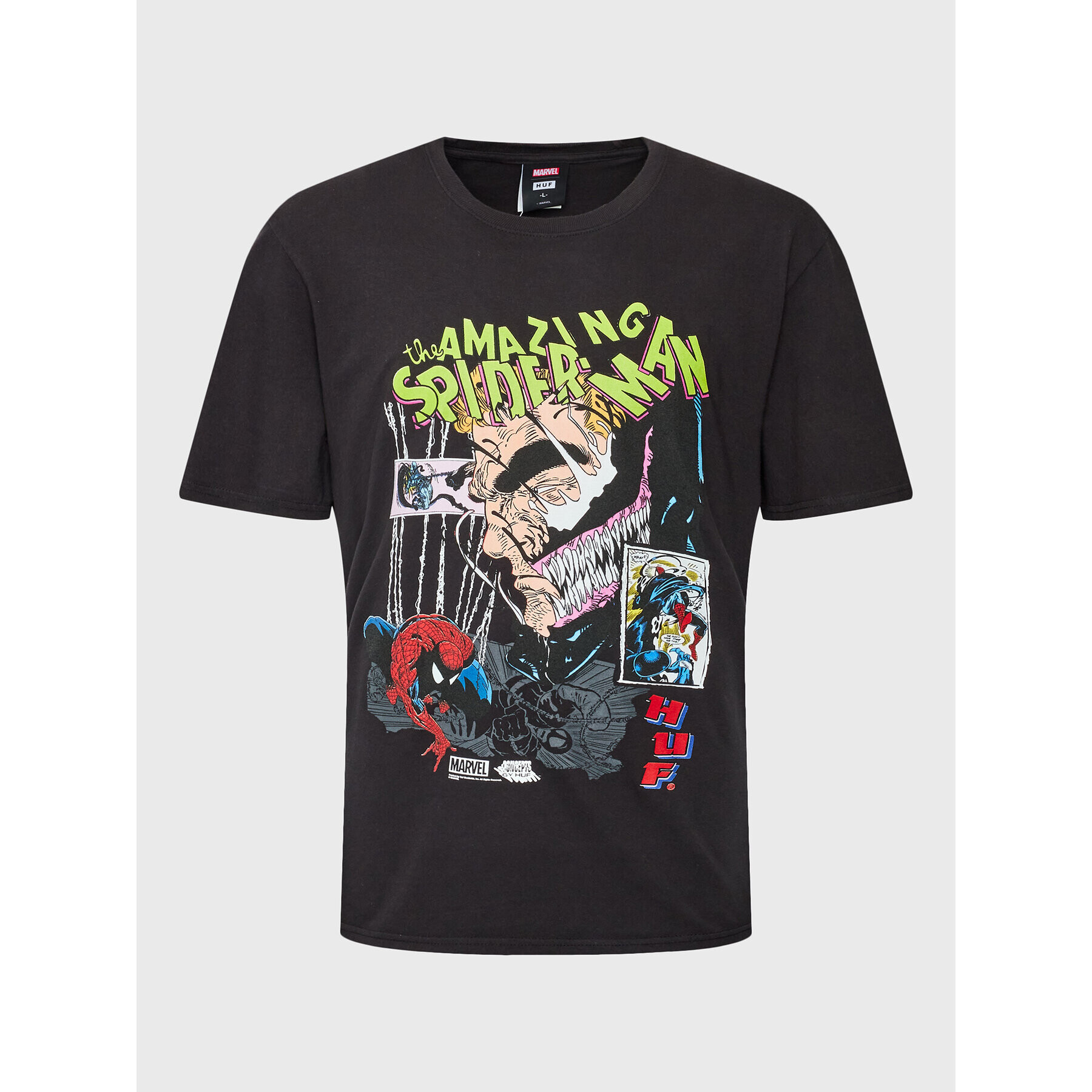 HUF Póló MARVEL Brock Washed TS02058 Fekete Regular Fit - Pepit.hu