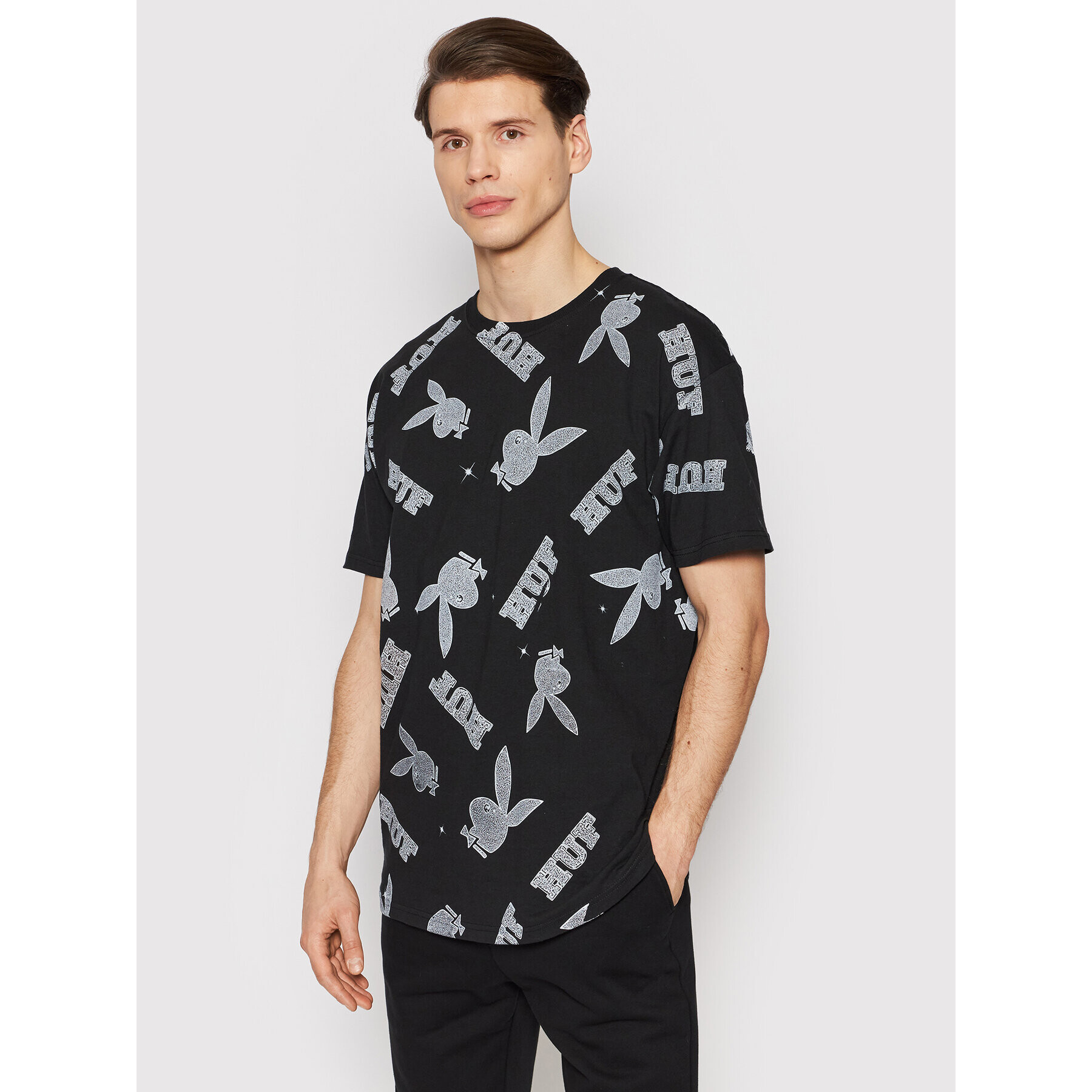 HUF Póló PLAYBOY Vvs Pattern TS01780 Fekete Regular Fit - Pepit.hu