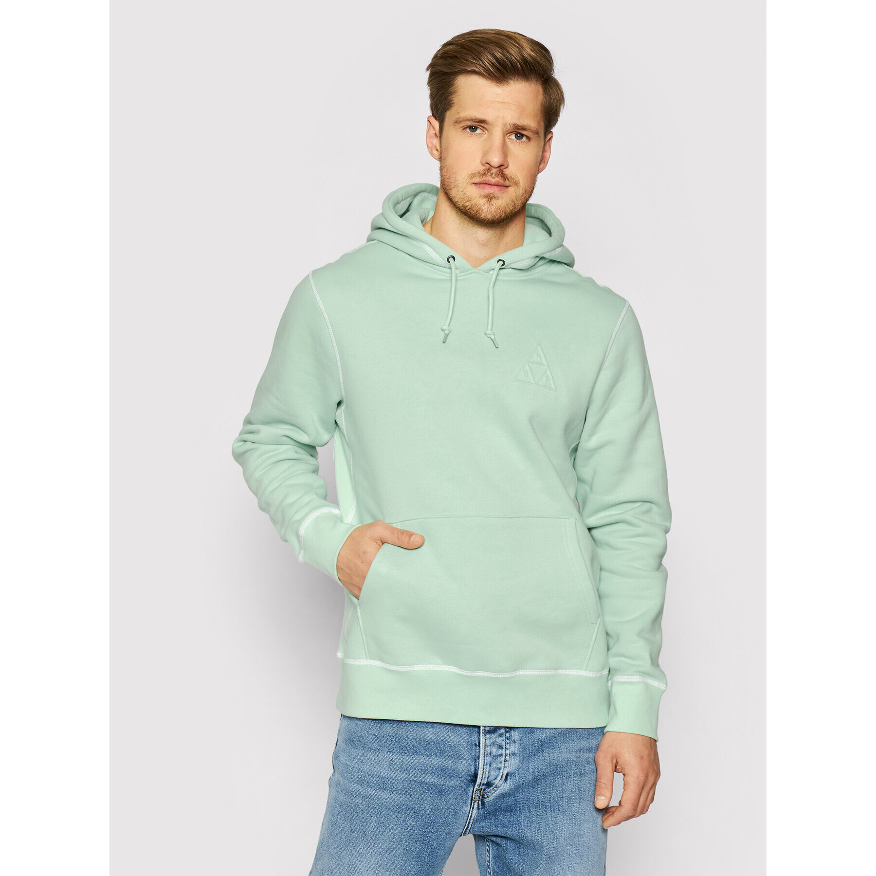 HUF Pulóver Embossed FL00147 Zöld Regular Fit - Pepit.hu