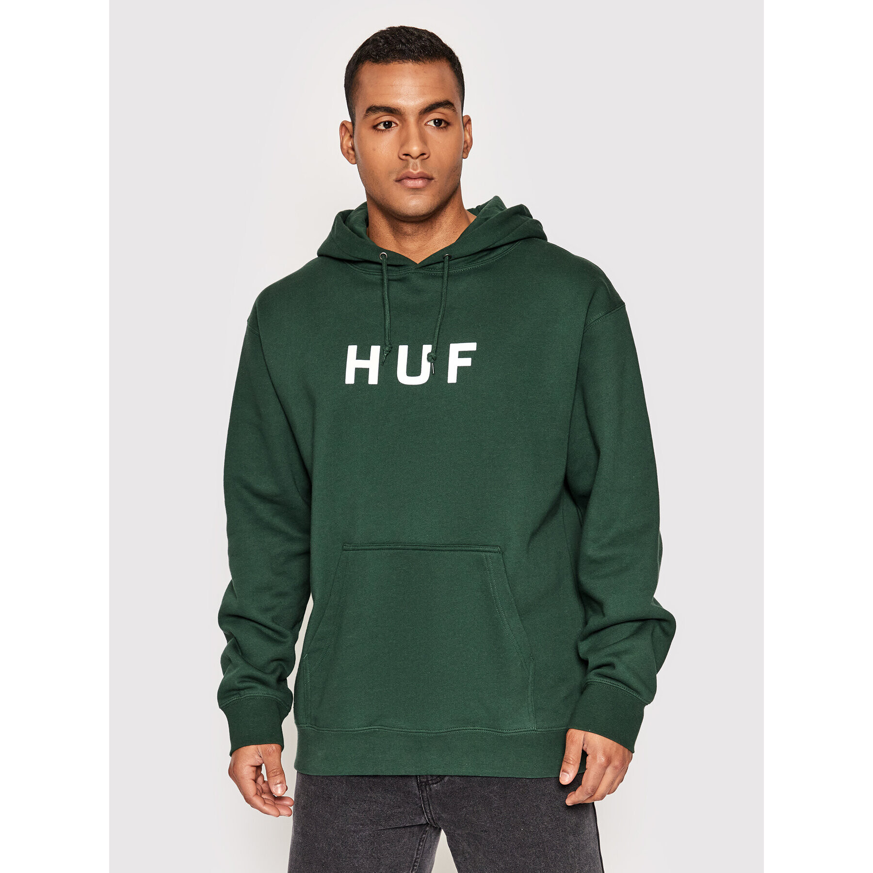 HUF Pulóver Essentials Og Logo PF00490 Zöld Regular Fit - Pepit.hu