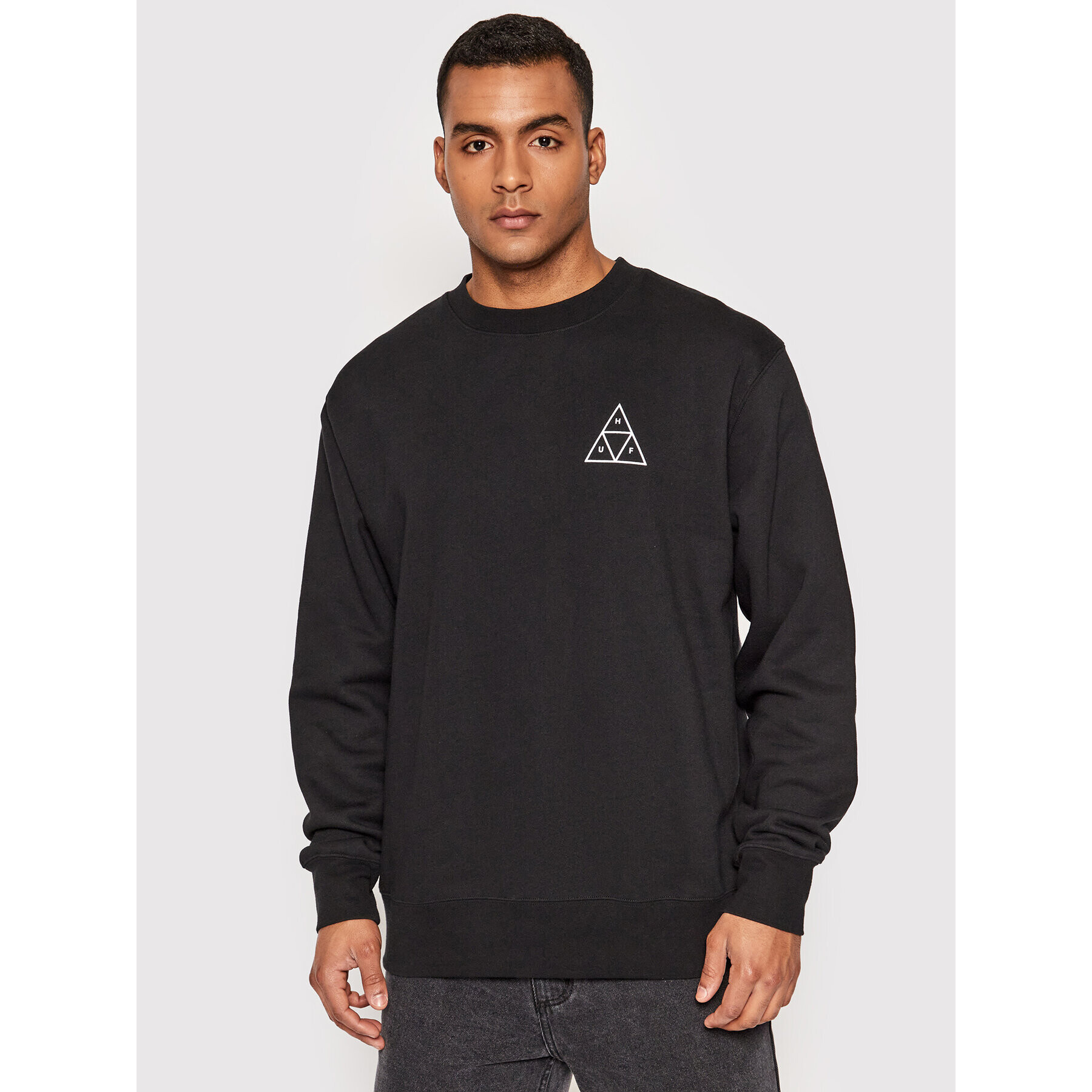 HUF Pulóver Essentials Triple Triangle PF00492 Fekete Regular Fit - Pepit.hu