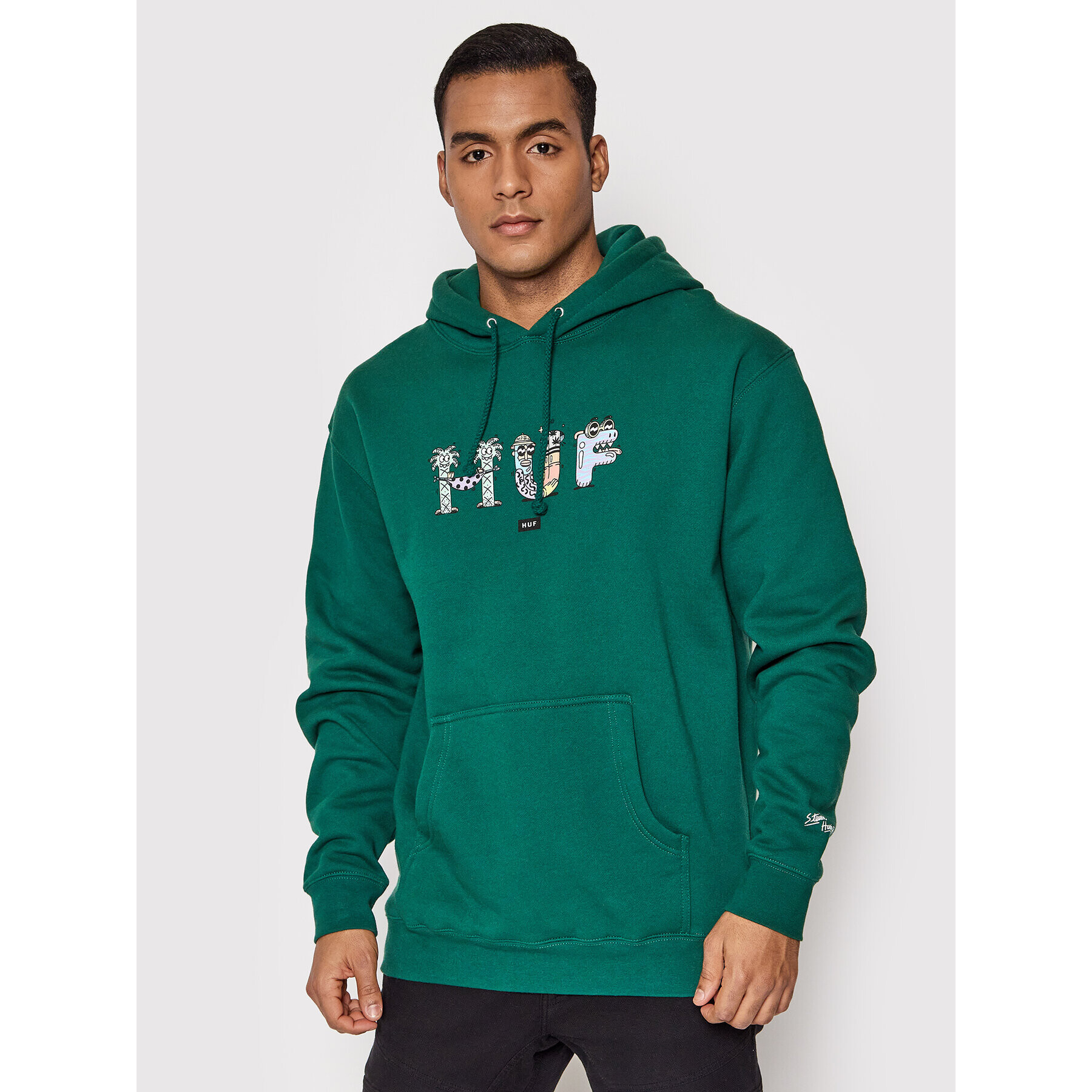 HUF Pulóver Steven Harrington PF00476 Zöld Regular Fit - Pepit.hu