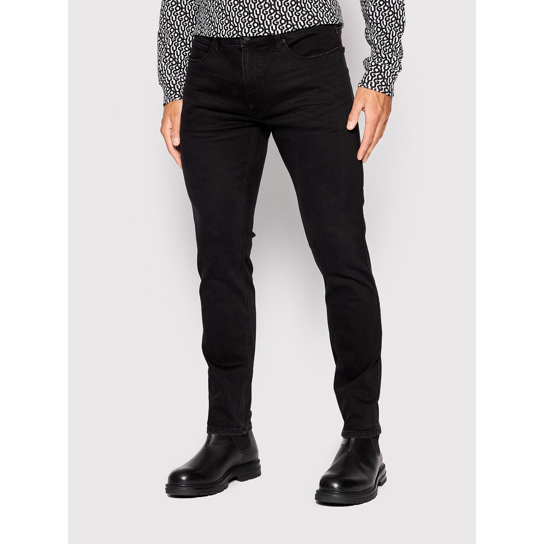 Hugo Farmer 50473401 Fekete Slim Fit - Pepit.hu