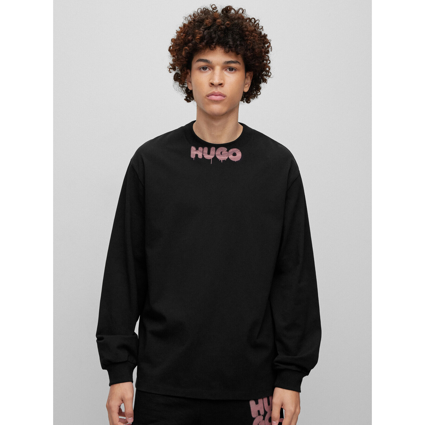 Hugo Pulóver 50487541 Fekete Oversize - Pepit.hu