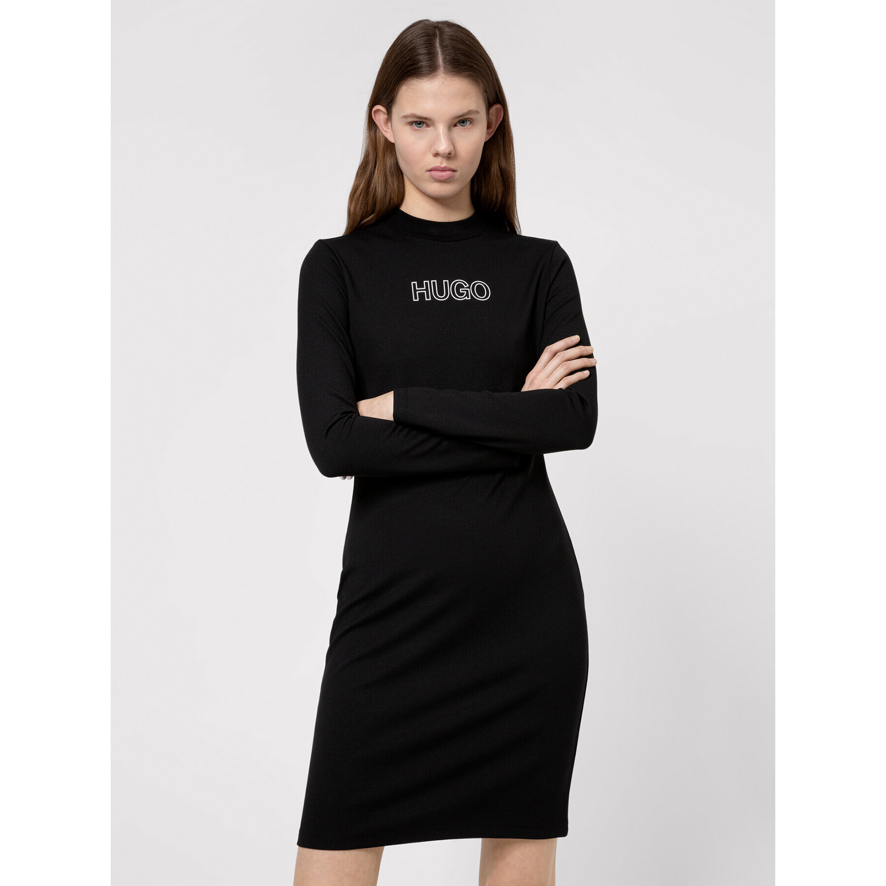 Hugo Kötött ruha Dassy 50449838 Fekete Slim Fit - Pepit.hu