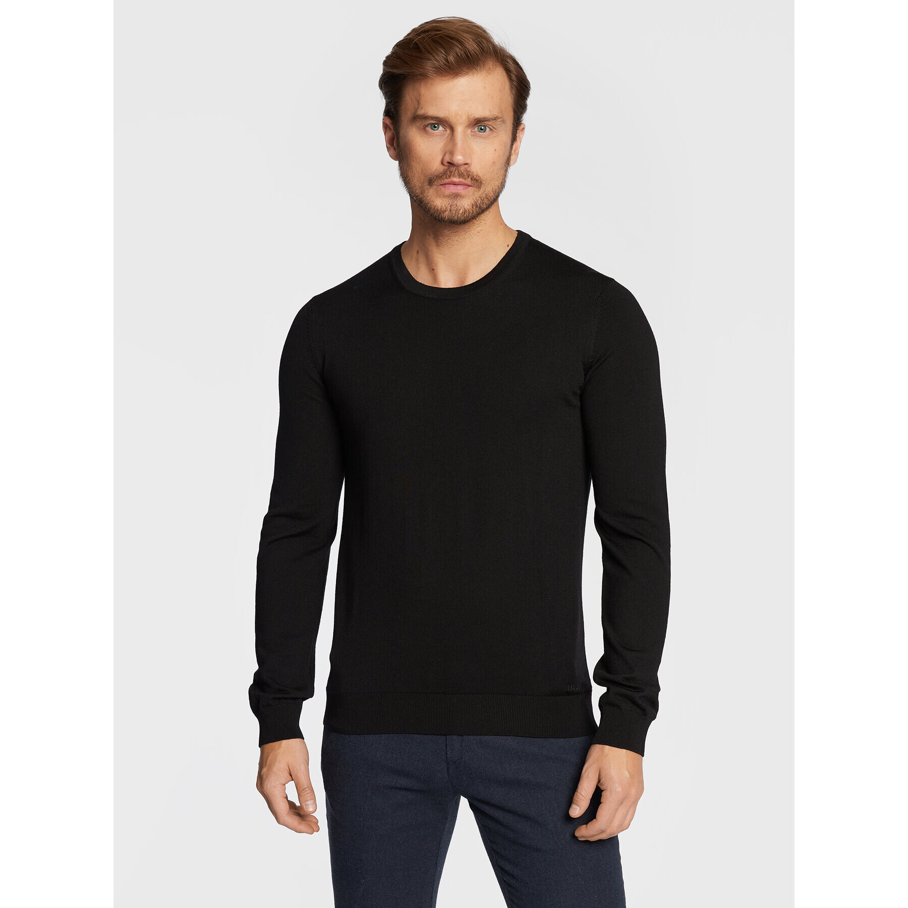 Hugo Sweater San Cedric-M1 50476832 Fekete Slim Fit - Pepit.hu