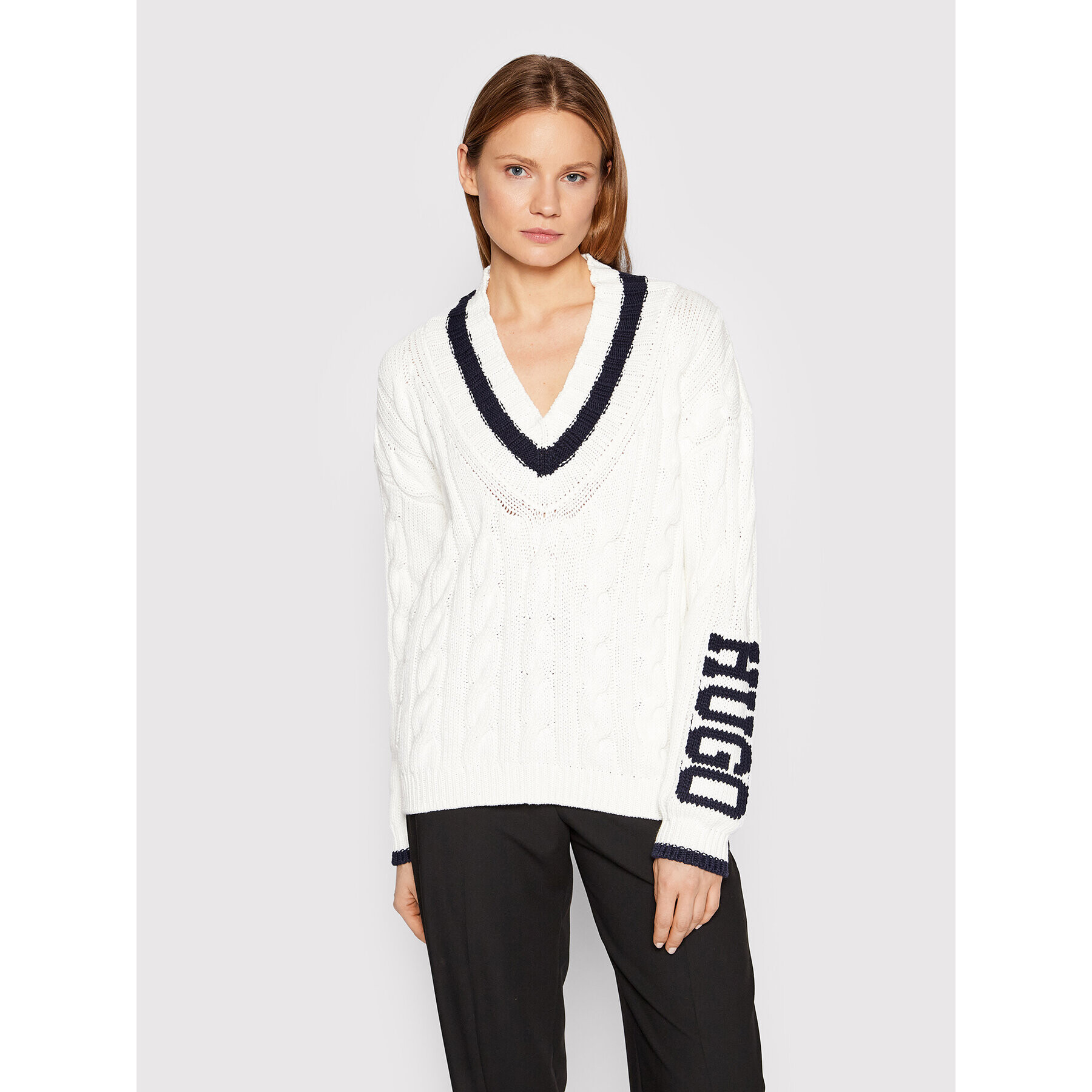 Hugo Sweater Sorelleena 50465585 Fehér Oversize - Pepit.hu