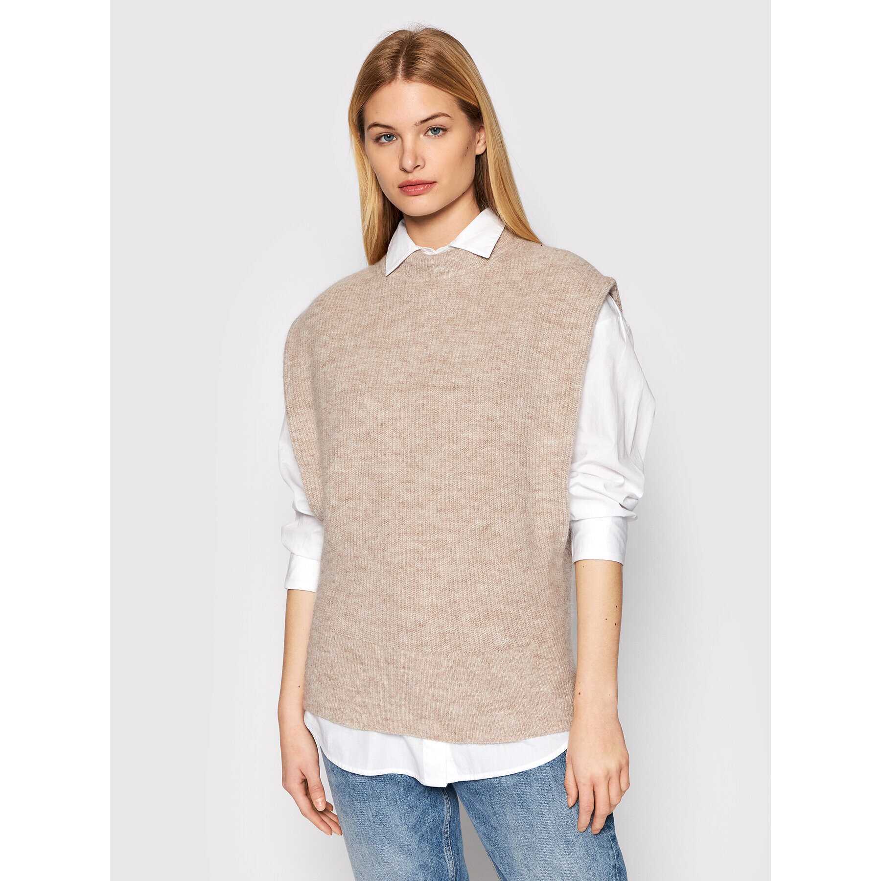 Hugo Sweater Soremetty 50462711 Bézs Relaxed Fit - Pepit.hu