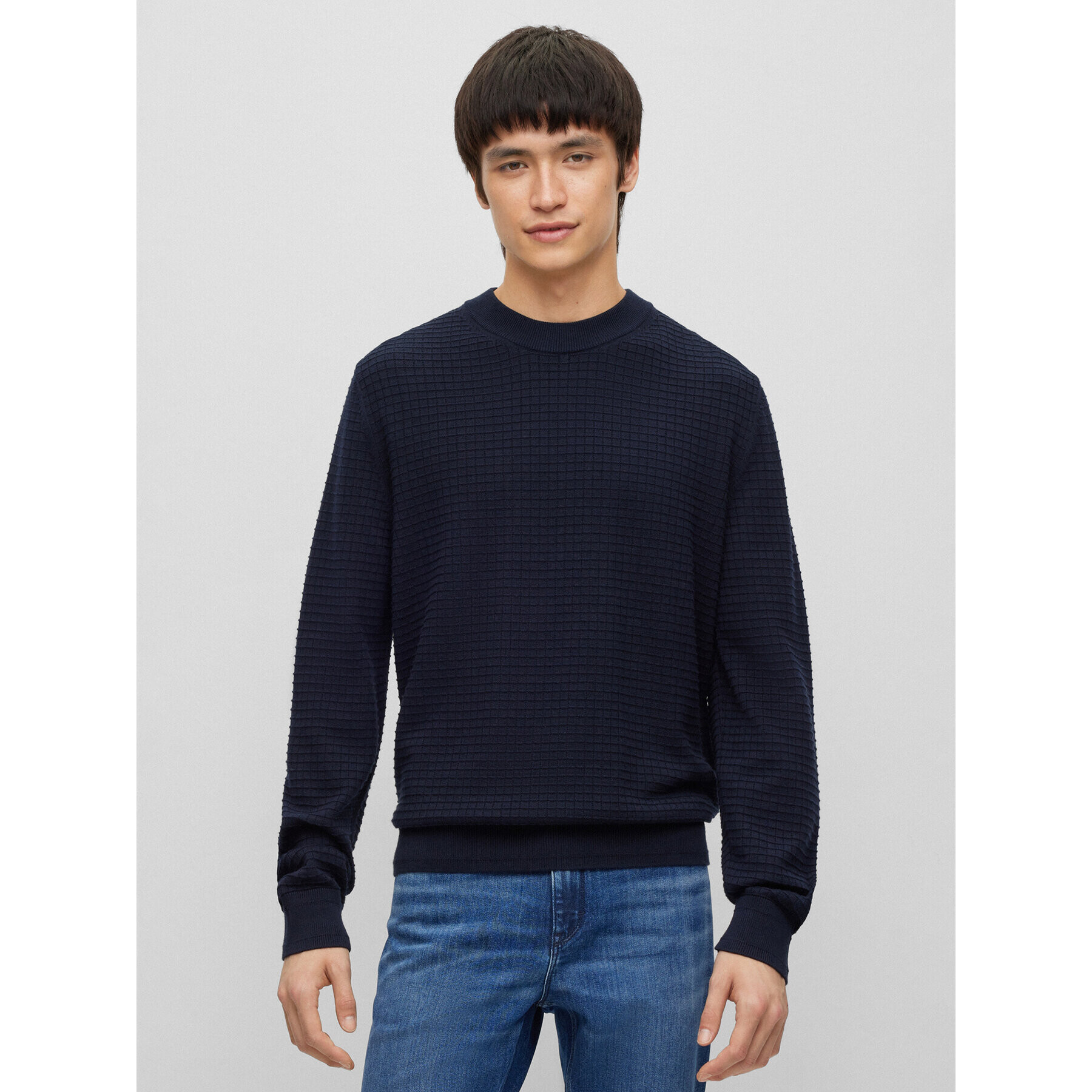 Hugo Sweater Stoppo 50492803 Sötétkék Relaxed Fit - Pepit.hu