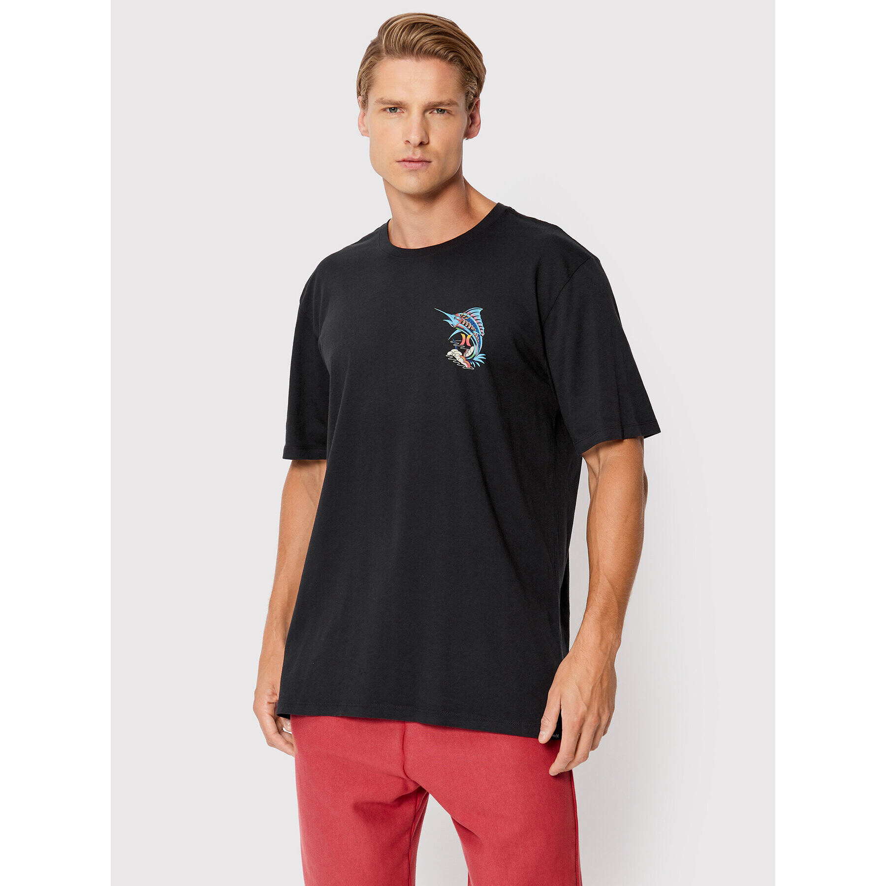 Hurley Póló Trippy Fish MTS0029890 Fekete Regular Fit - Pepit.hu