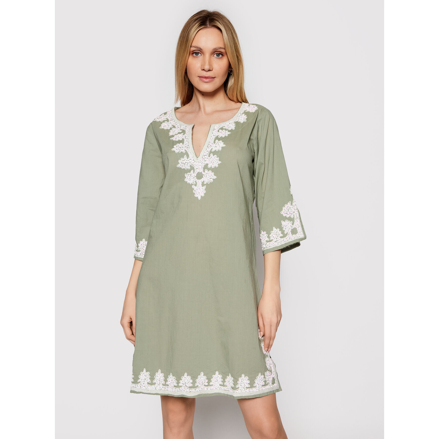 Iconique Hétköznapi ruha Kaftan IC21 043 Zöld Regular Fit - Pepit.hu