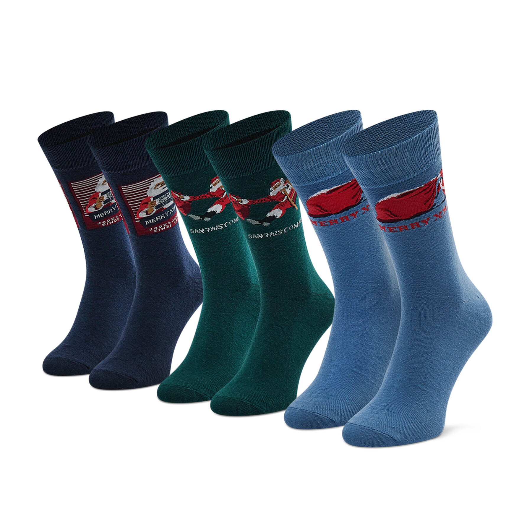 Jack&Jones 3 pár hosszú szárú férfi zokni Jacsanta Claus Sock Giftbox 12198046 Fekete - Pepit.hu