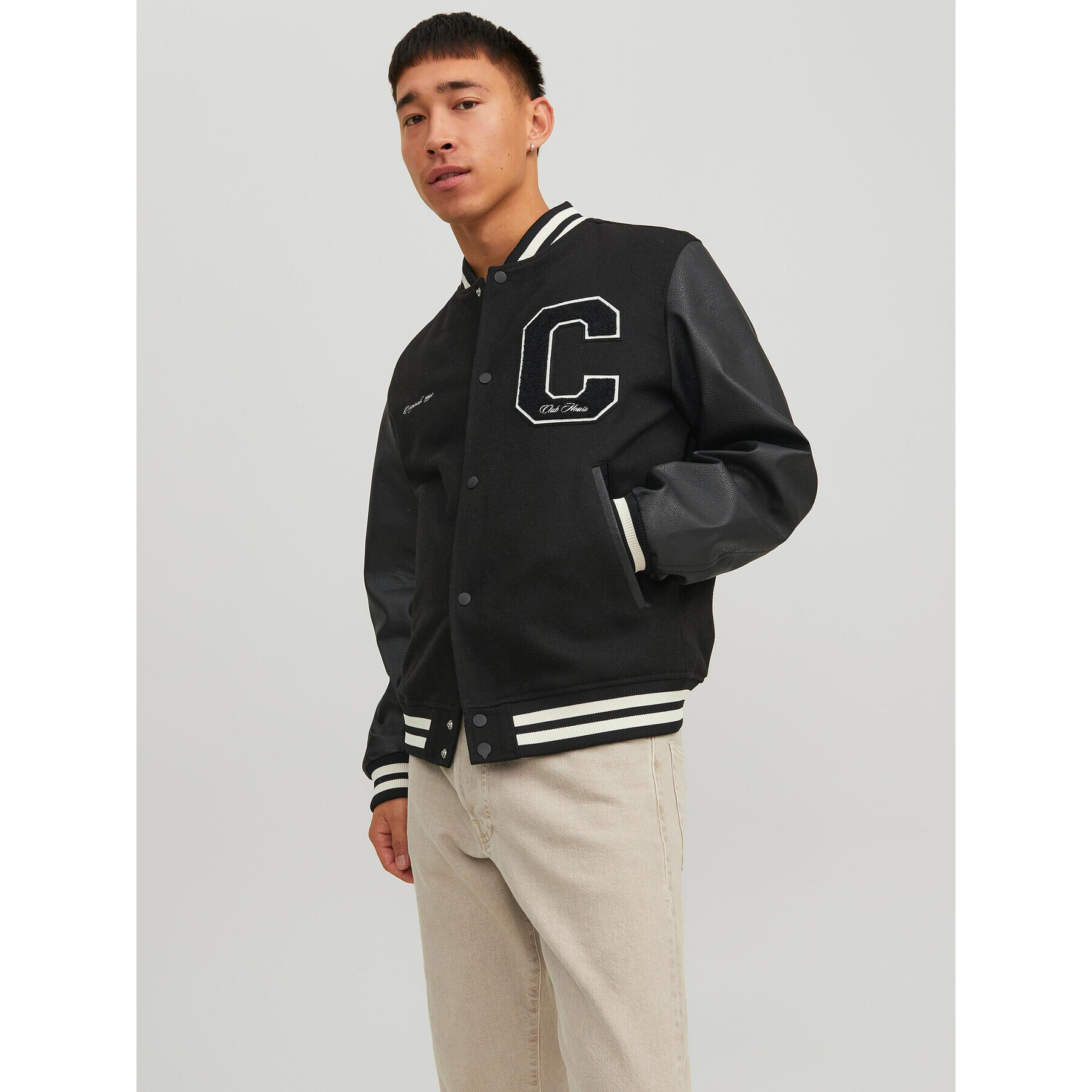 Jack&Jones Bomber dzseki College 12230582 Fekete Regular Fit - Pepit.hu