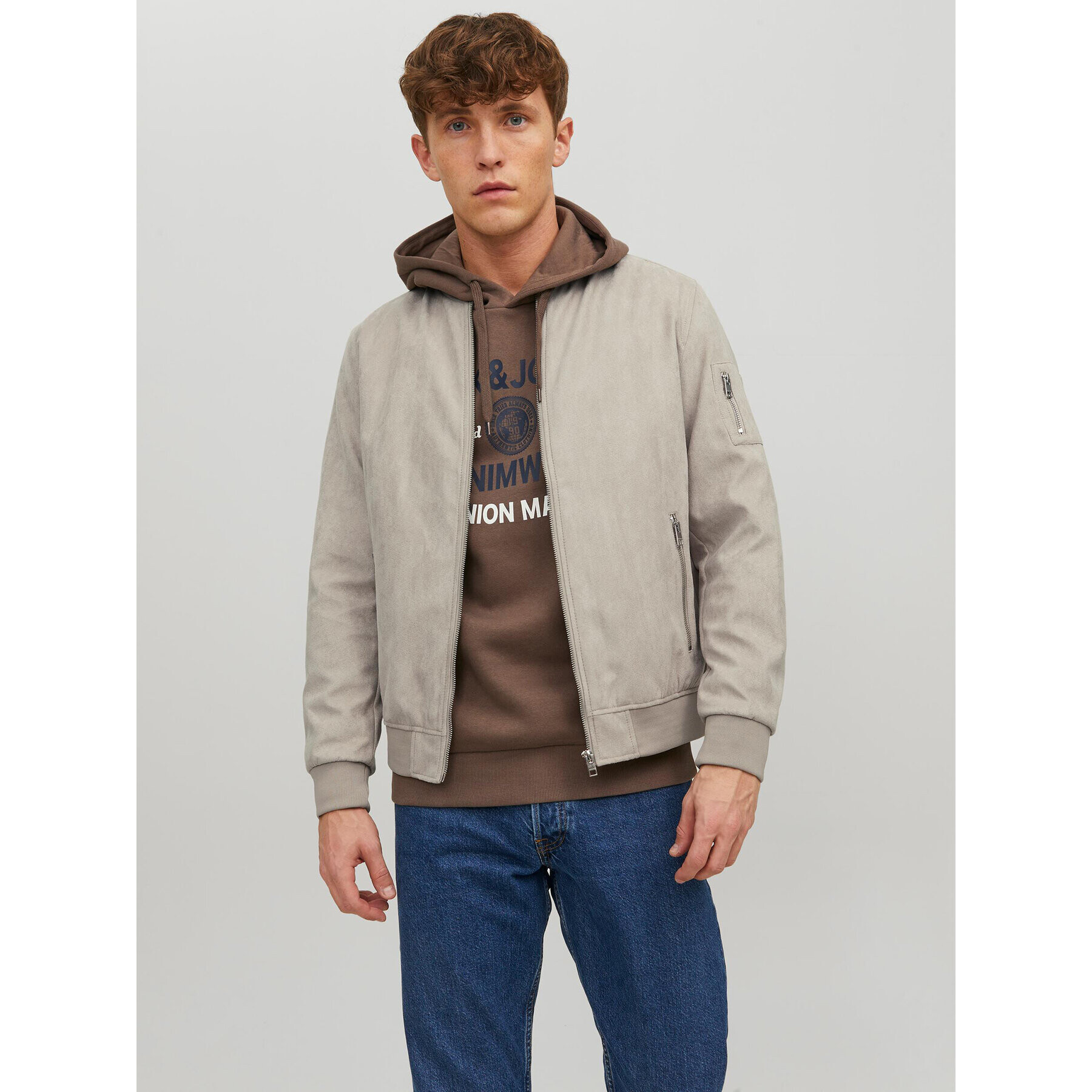 Jack&Jones Bomber dzseki Rocky 12223651 Bézs Regular Fit - Pepit.hu