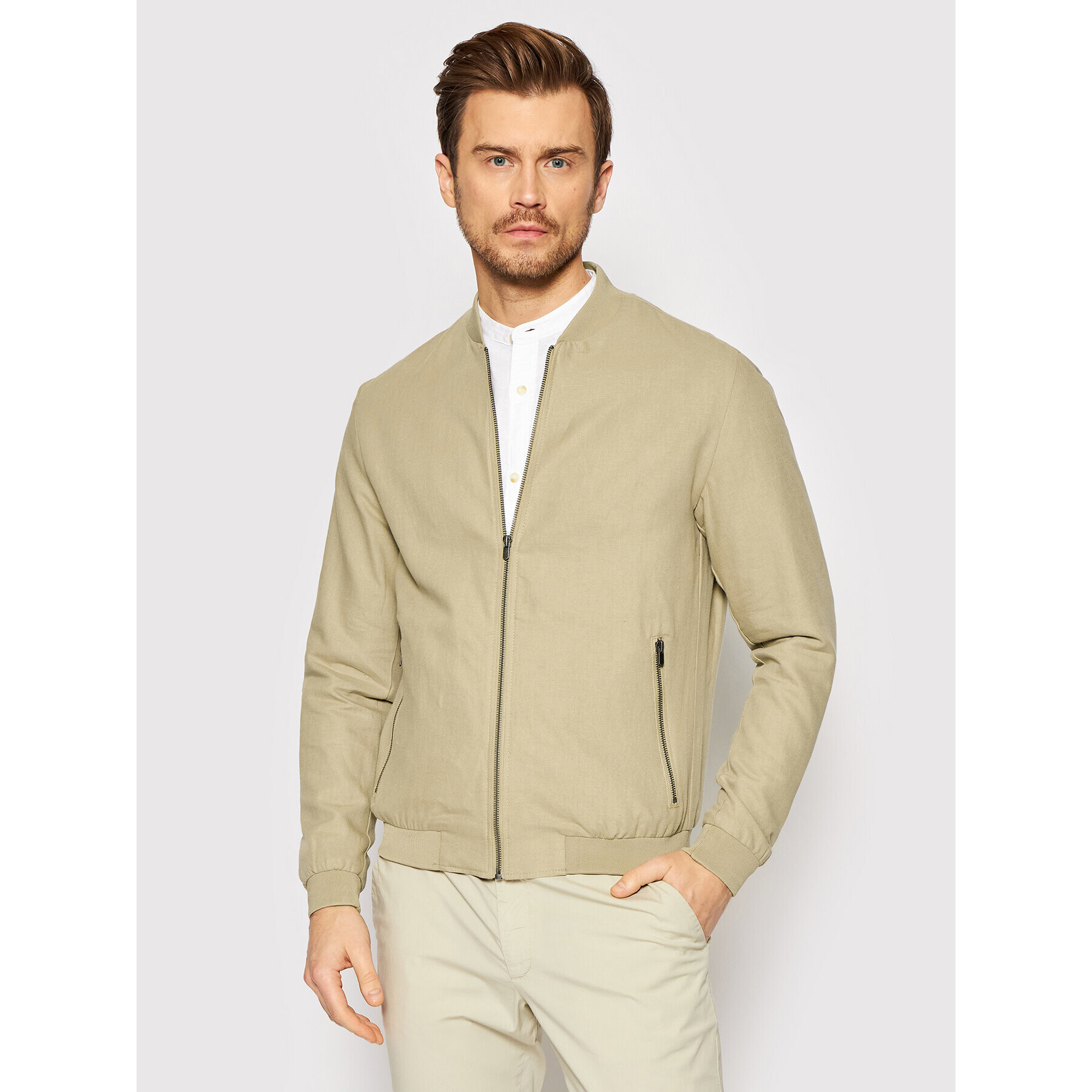 Jack&Jones Bomber dzseki Rush 12200058 Bézs Regular Fit - Pepit.hu