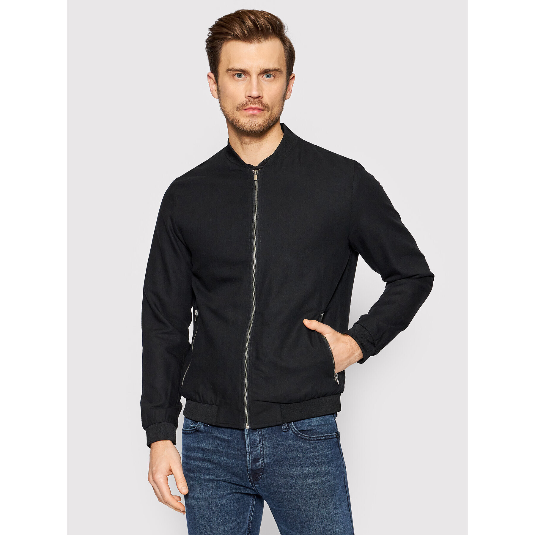 Jack&Jones Bomber dzseki Rush 12200058 Fekete Regular Fit - Pepit.hu