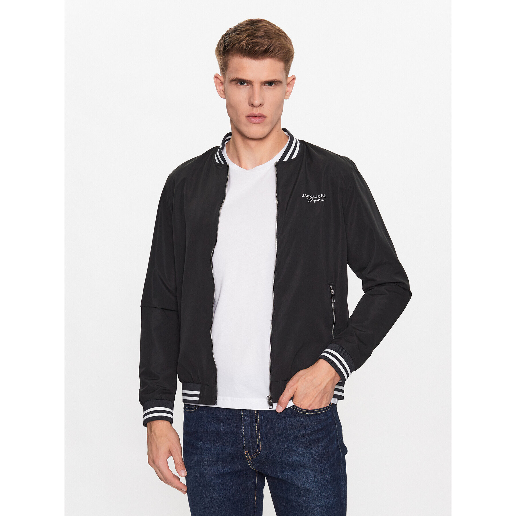 Jack&Jones Bomber dzseki Splash 12234723 Fekete Regular Fit - Pepit.hu