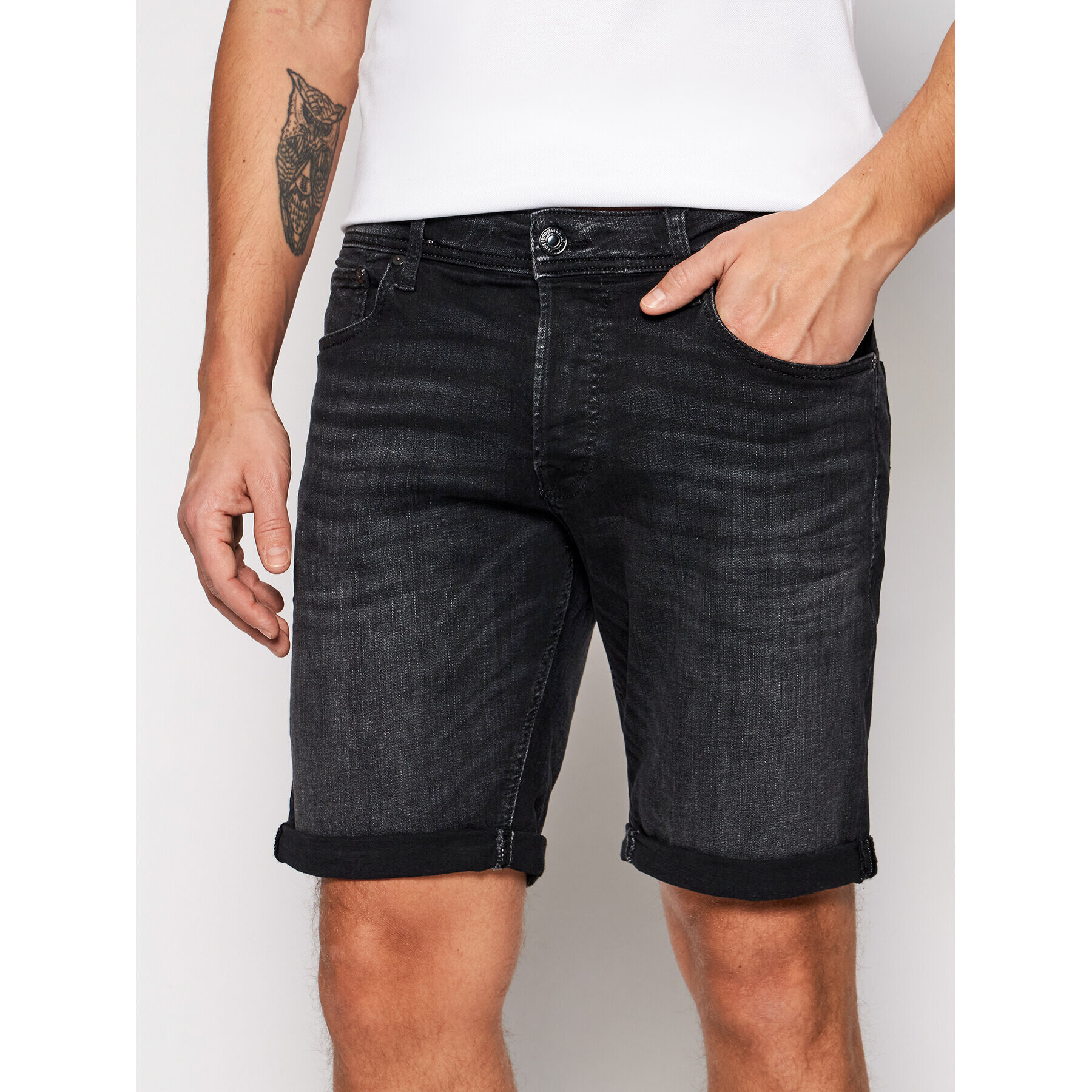 Jack&Jones Farmer rövidnadrág Jjrick Jjorg 12170318 Fekete Regular Fit - Pepit.hu