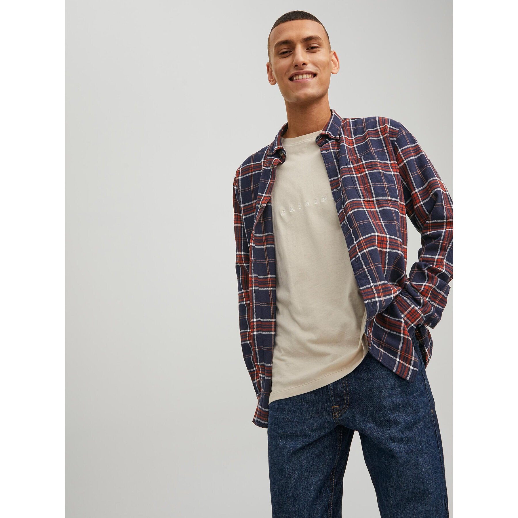 Jack&Jones Ing Classic Check 12209098 Sötétkék Regular Fit - Pepit.hu