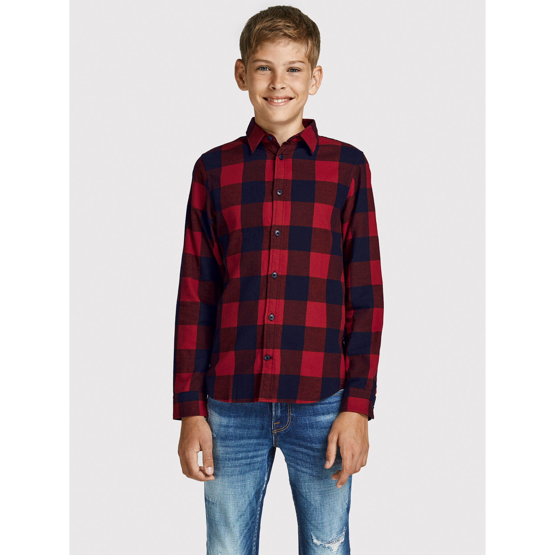 Jack&Jones Junior Ing Gingham 12183050 Piros Regular Fit - Pepit.hu