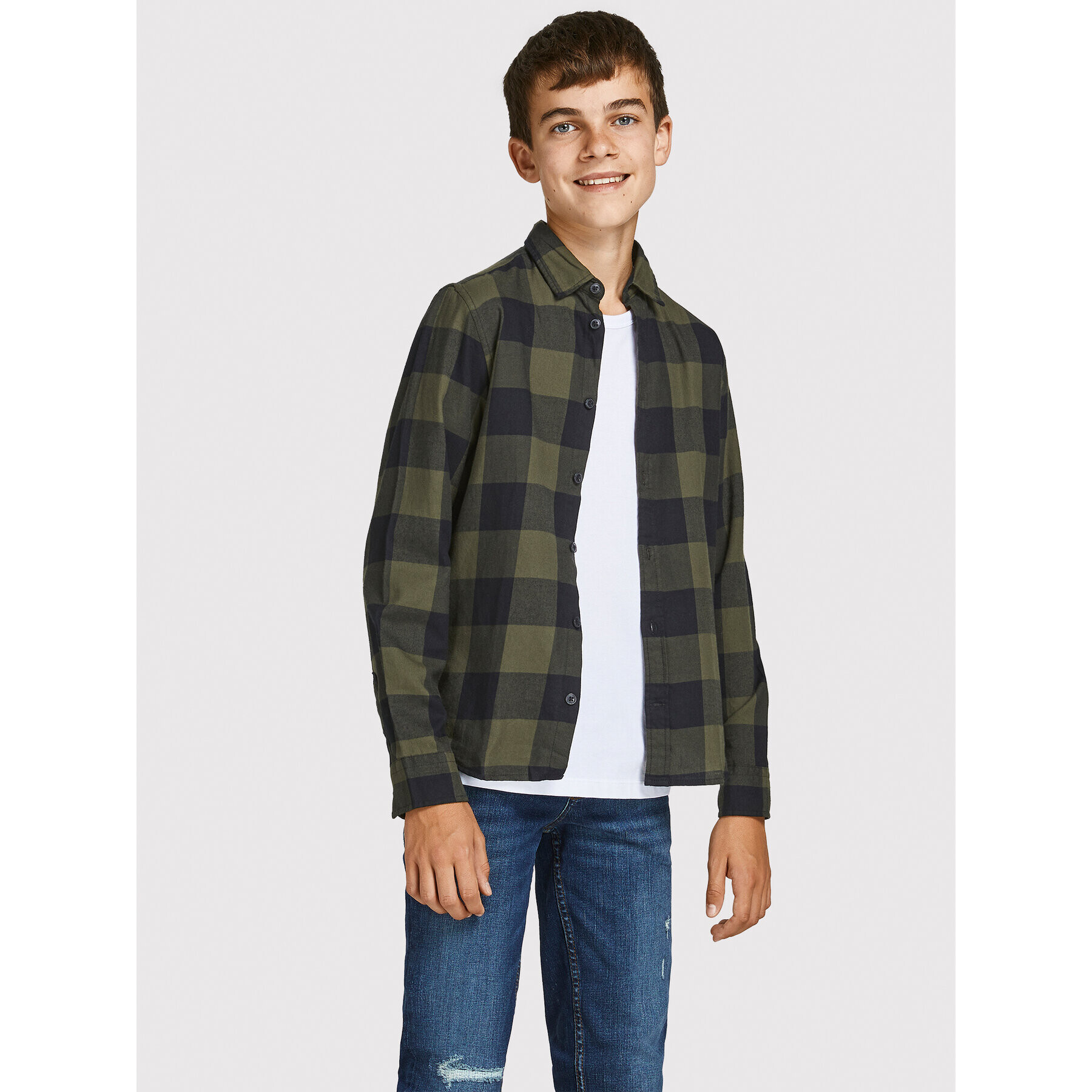 Jack&Jones Junior Ing Gingham 12183050 Zöld Regular Fit - Pepit.hu