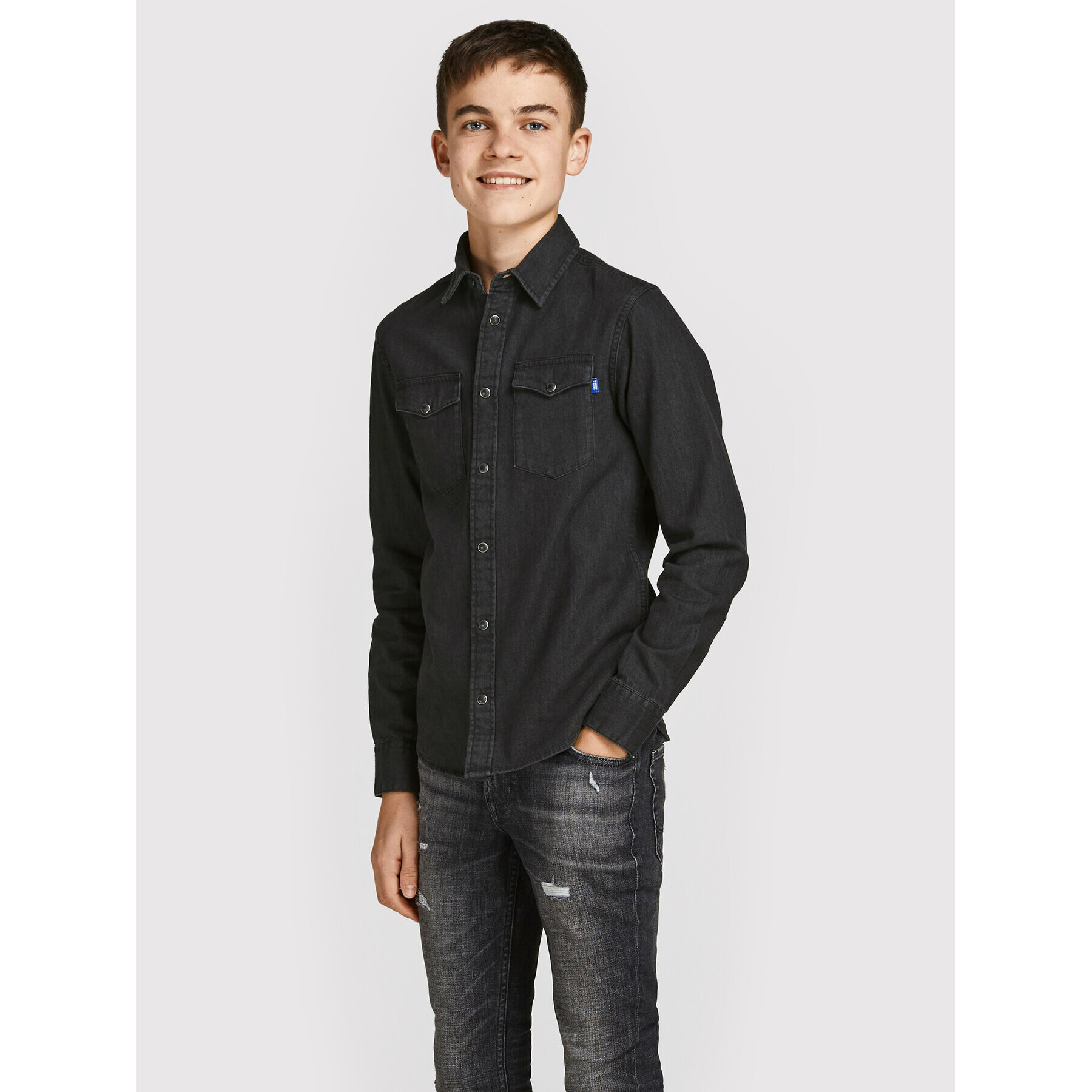 Jack&Jones Junior Ing Sheridan 12148417 Fekete Regular Fit - Pepit.hu