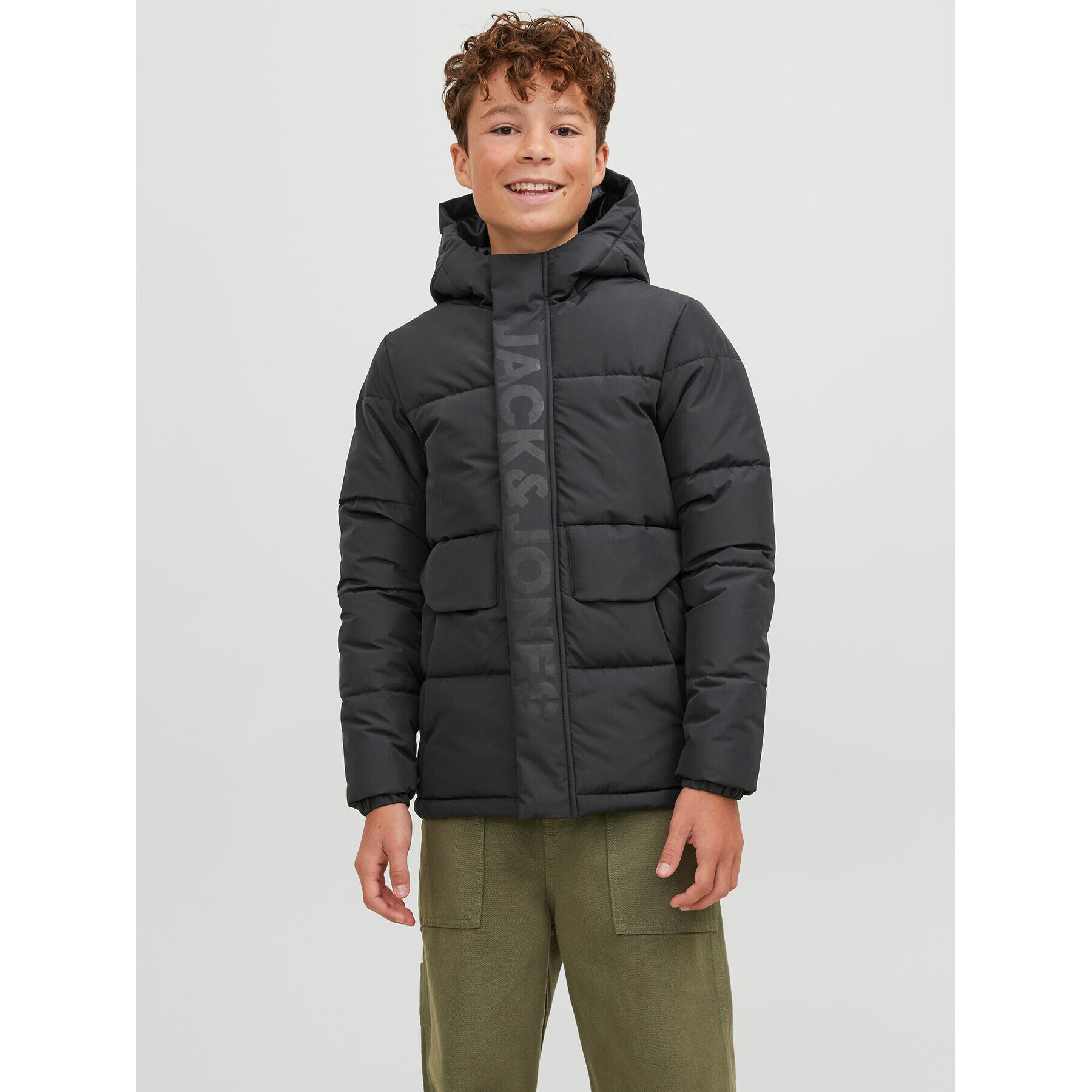 Jack&Jones Junior Pehelykabát 12246122 Fekete Regular Fit - Pepit.hu