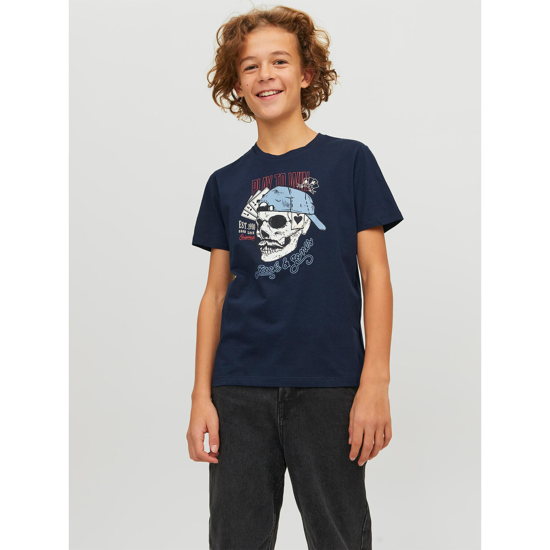 Jack&Jones Junior Póló 12230630 Sötétkék Regular Fit - Pepit.hu