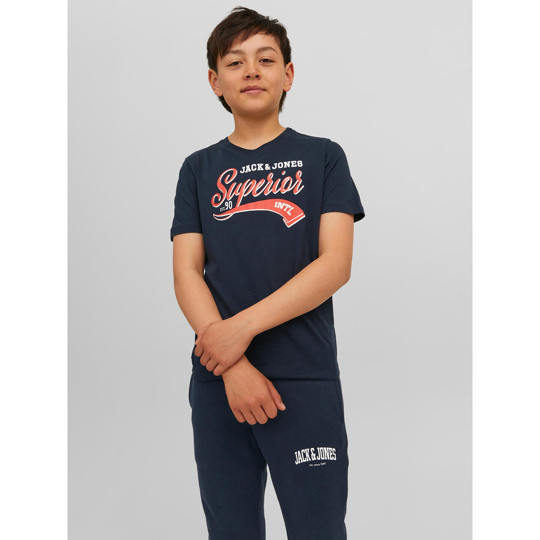 Jack&Jones Junior Póló 12237367 Sötétkék Regular Fit - Pepit.hu