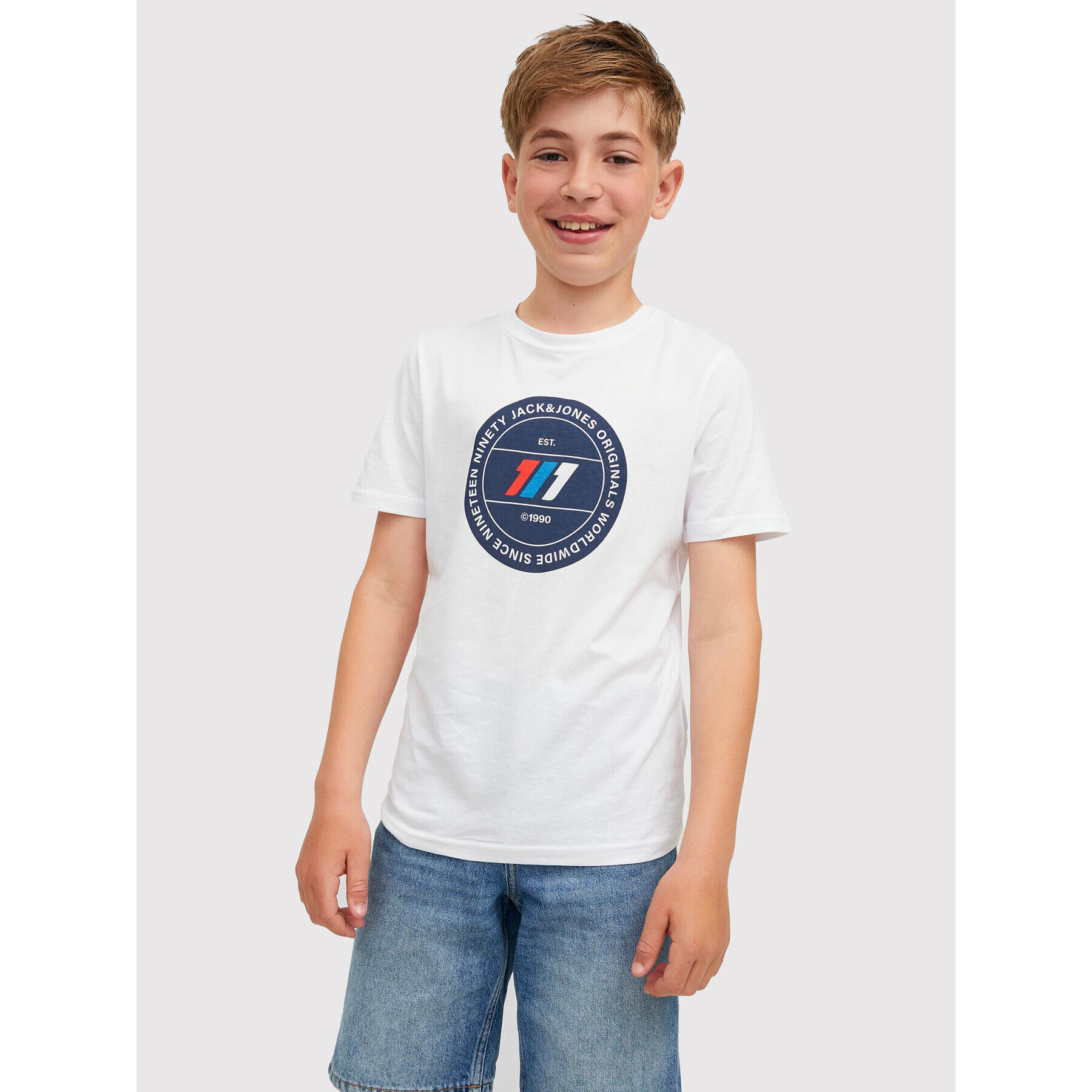 Jack&Jones Junior Póló Nate 12216508 Fehér Regular Fit - Pepit.hu