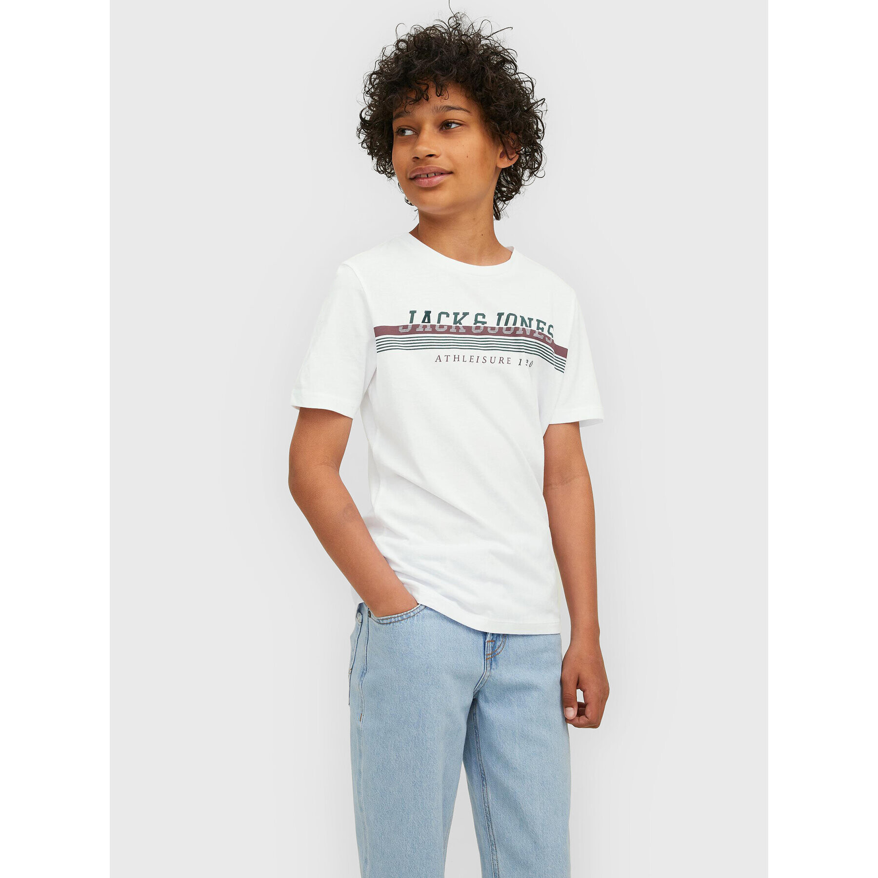 Jack&Jones Junior Póló Ron 12213273 Fehér Regular Fit - Pepit.hu