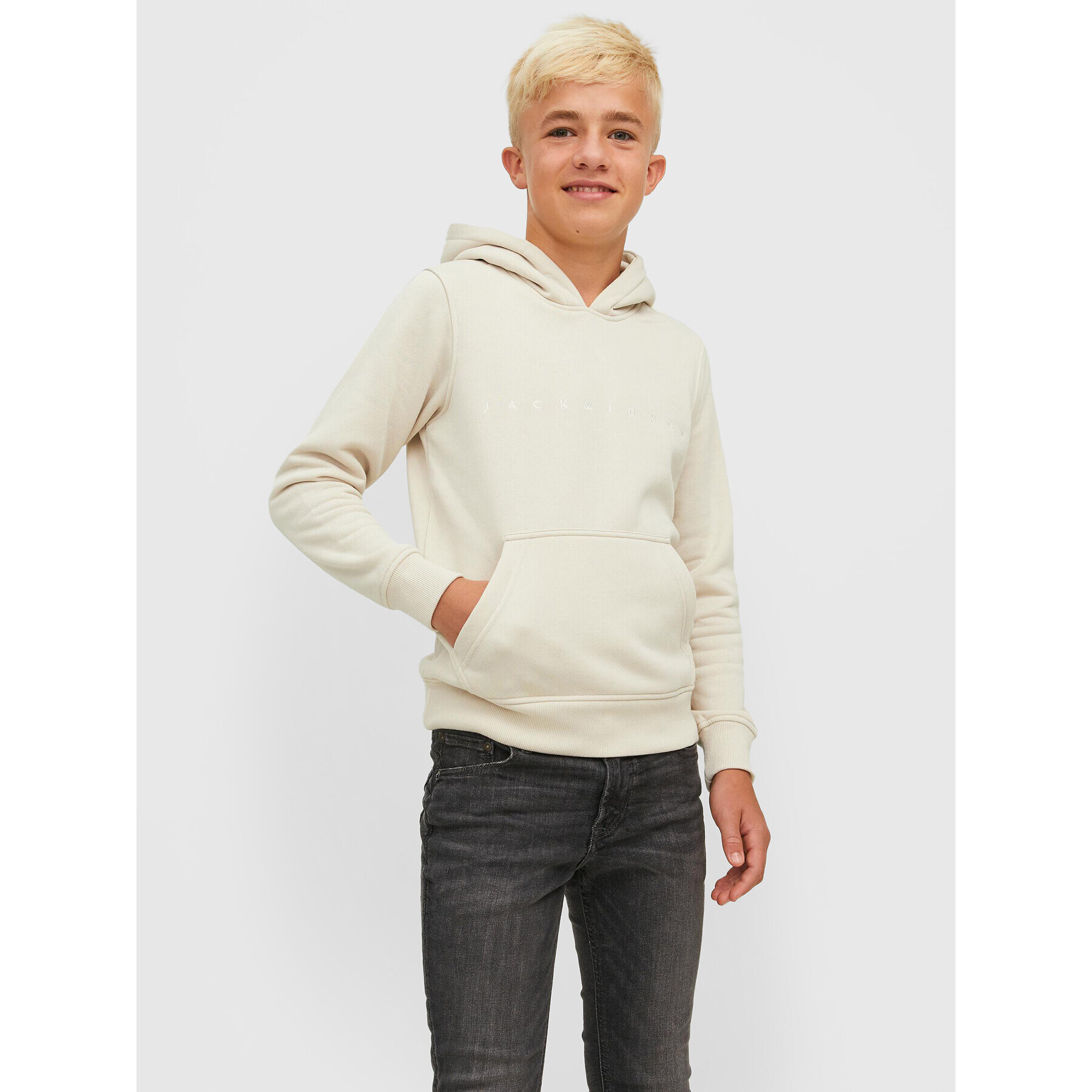 Jack&Jones Junior Pulóver Copenhagen 12214983 Bézs Regular Fit - Pepit.hu