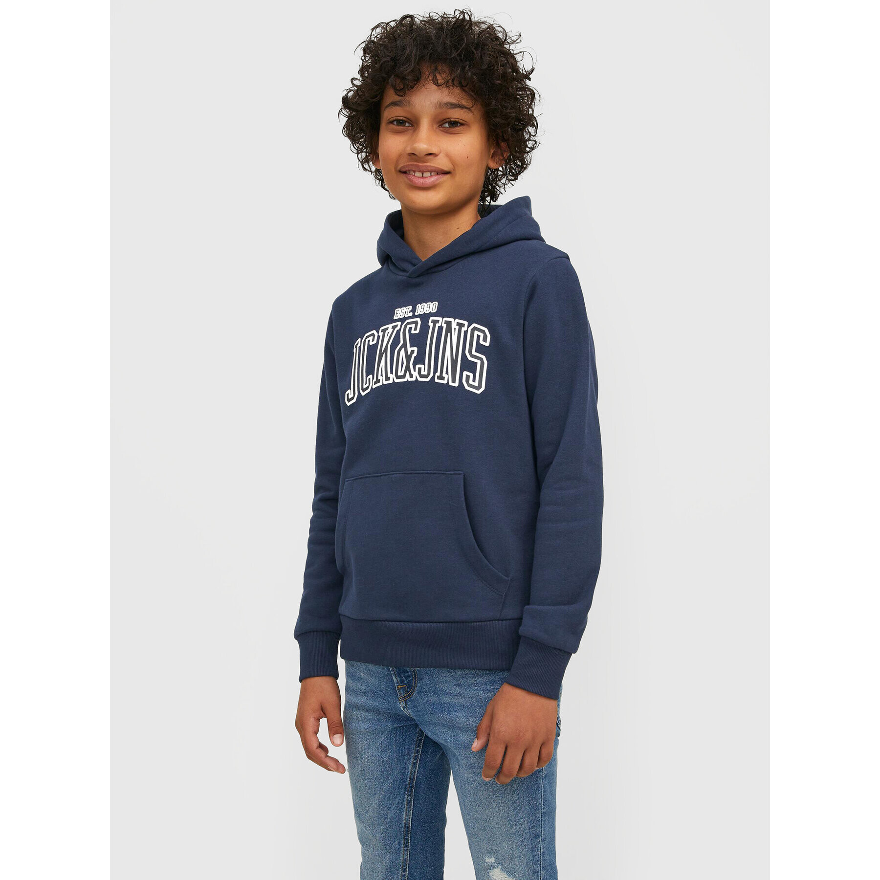 Jack&Jones Junior Pulóver Emb 12213292 Sötétkék Regular Fit - Pepit.hu