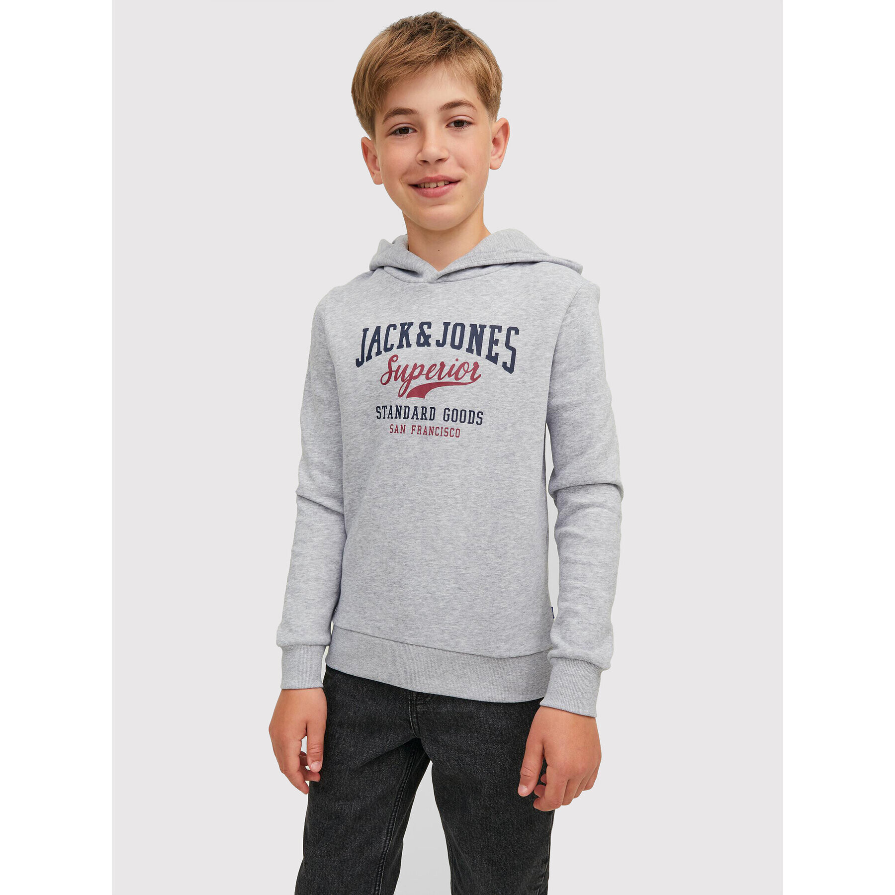 Jack&Jones Junior Pulóver Logo 12212287 Szürke Regular Fit - Pepit.hu