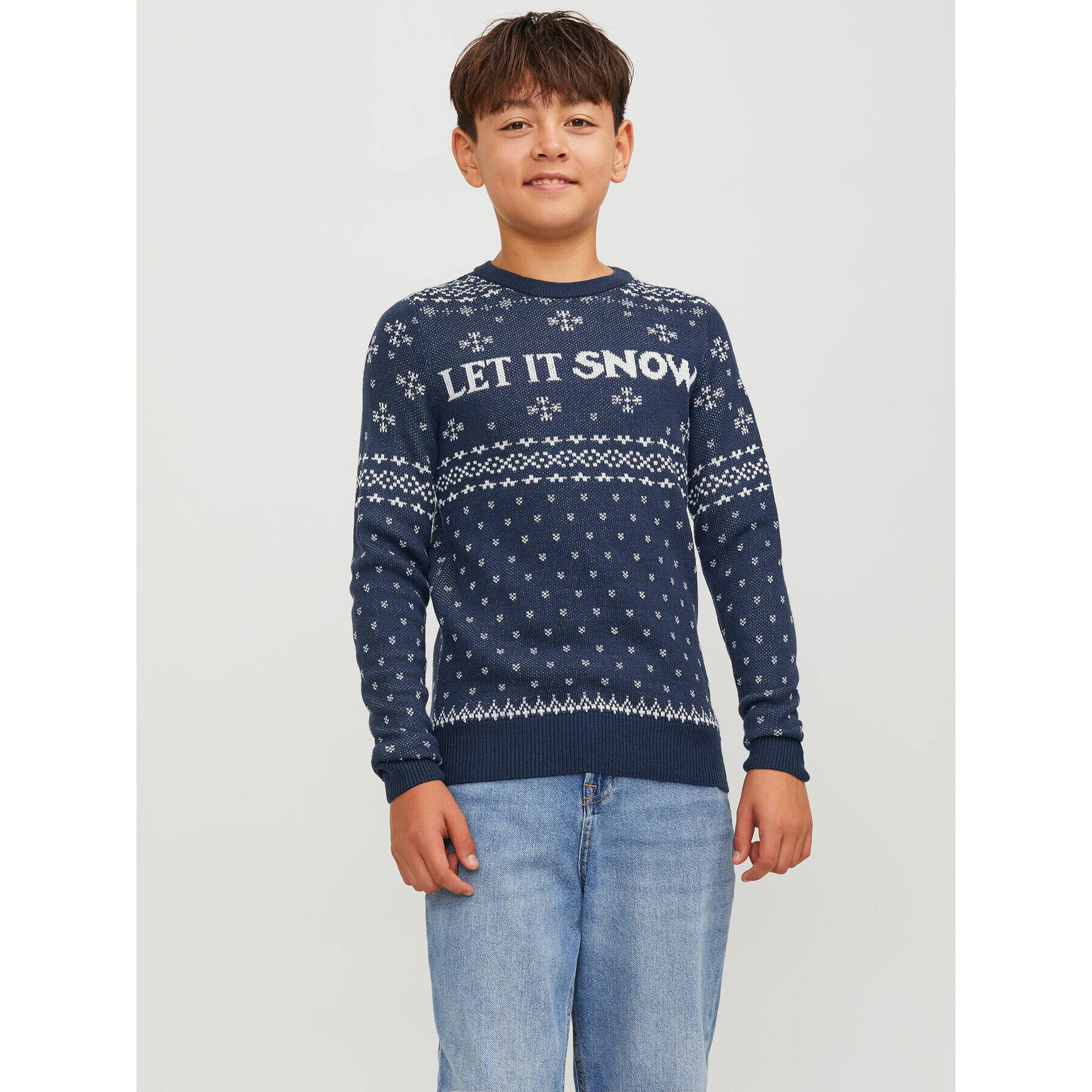 Jack&Jones Junior Sweater 12247507 Sötétkék Regular Fit - Pepit.hu