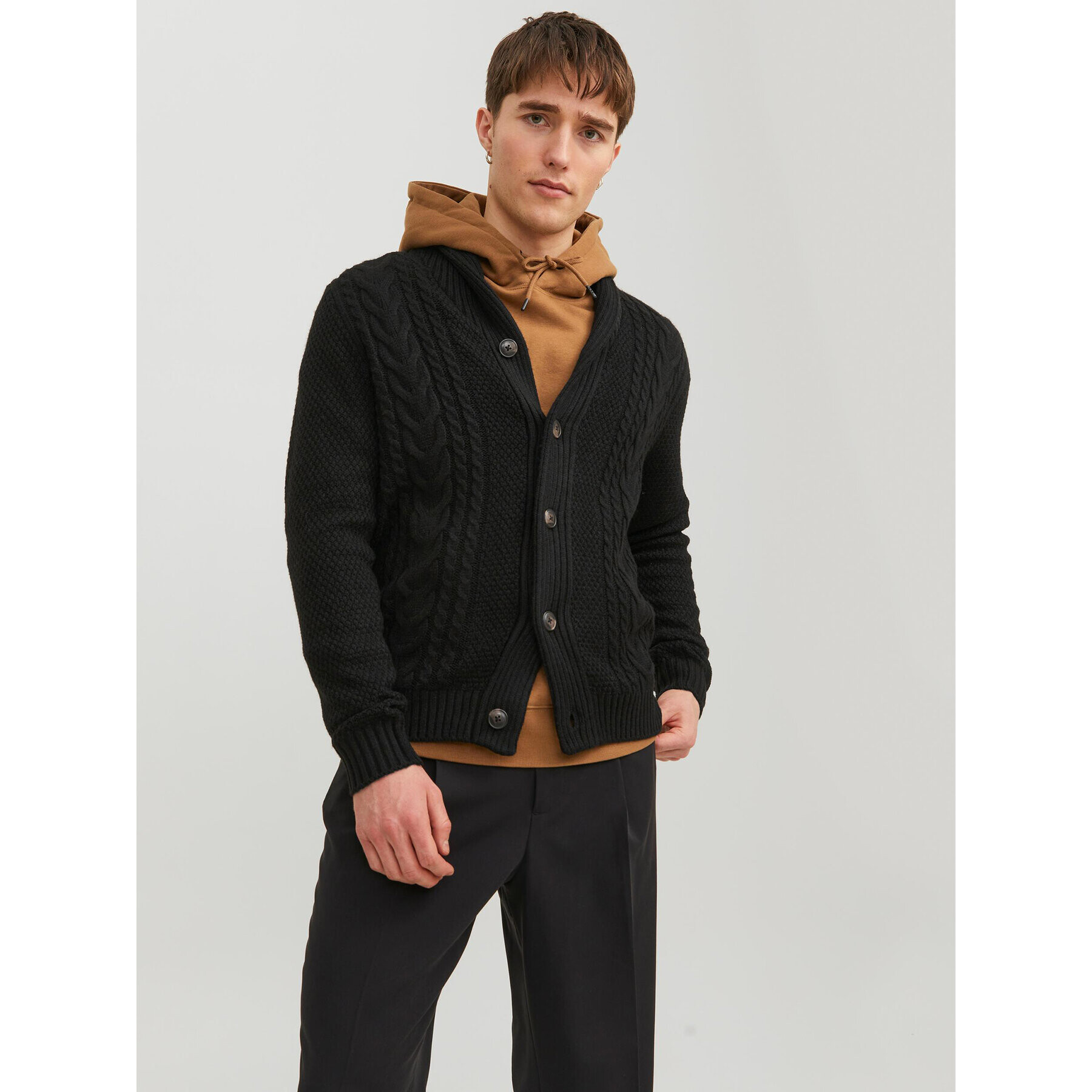 Jack&Jones Kardigán 12236318 Fekete Regular Fit - Pepit.hu