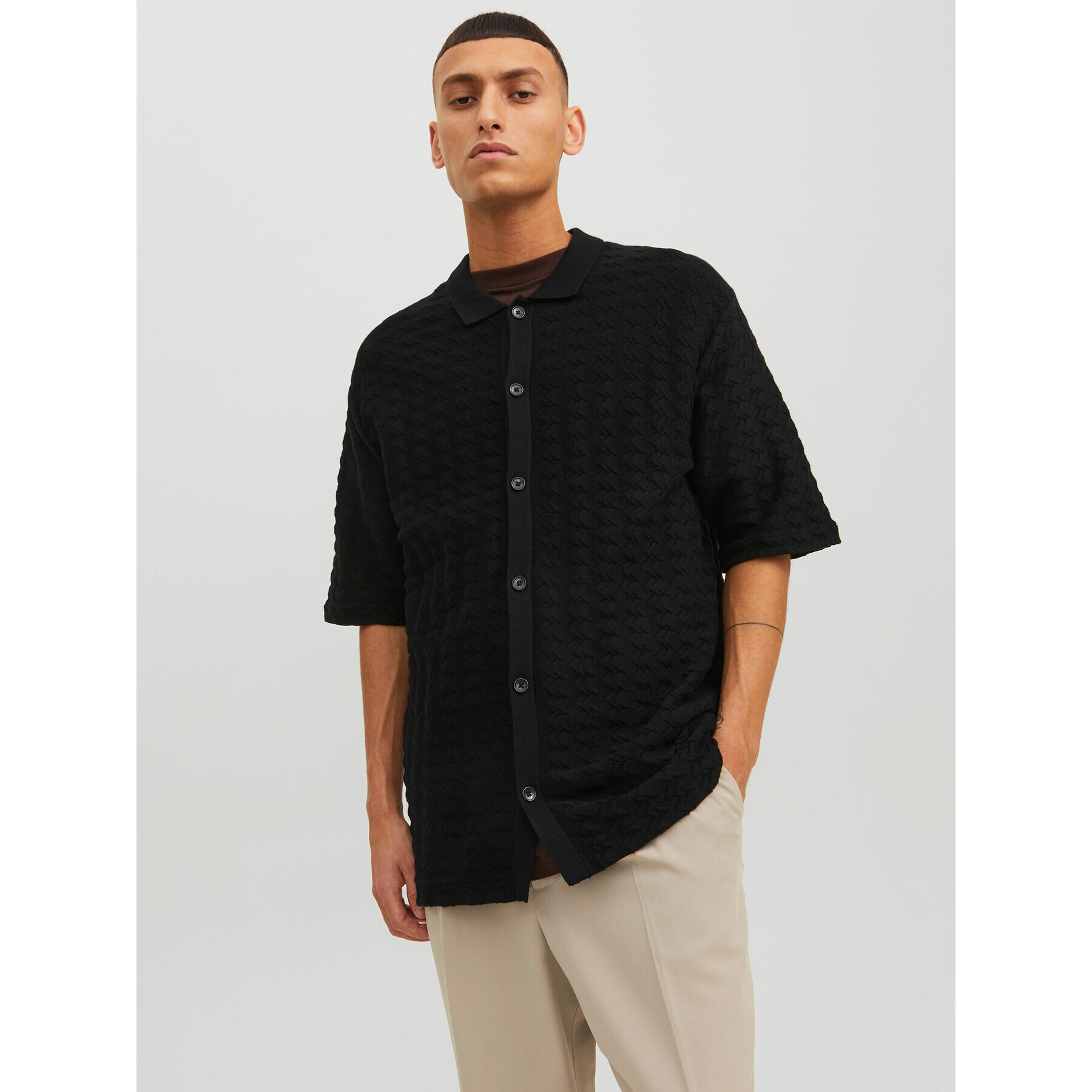 Jack&Jones Kardigán Belmont 12234327 Fekete Relaxed Fit - Pepit.hu